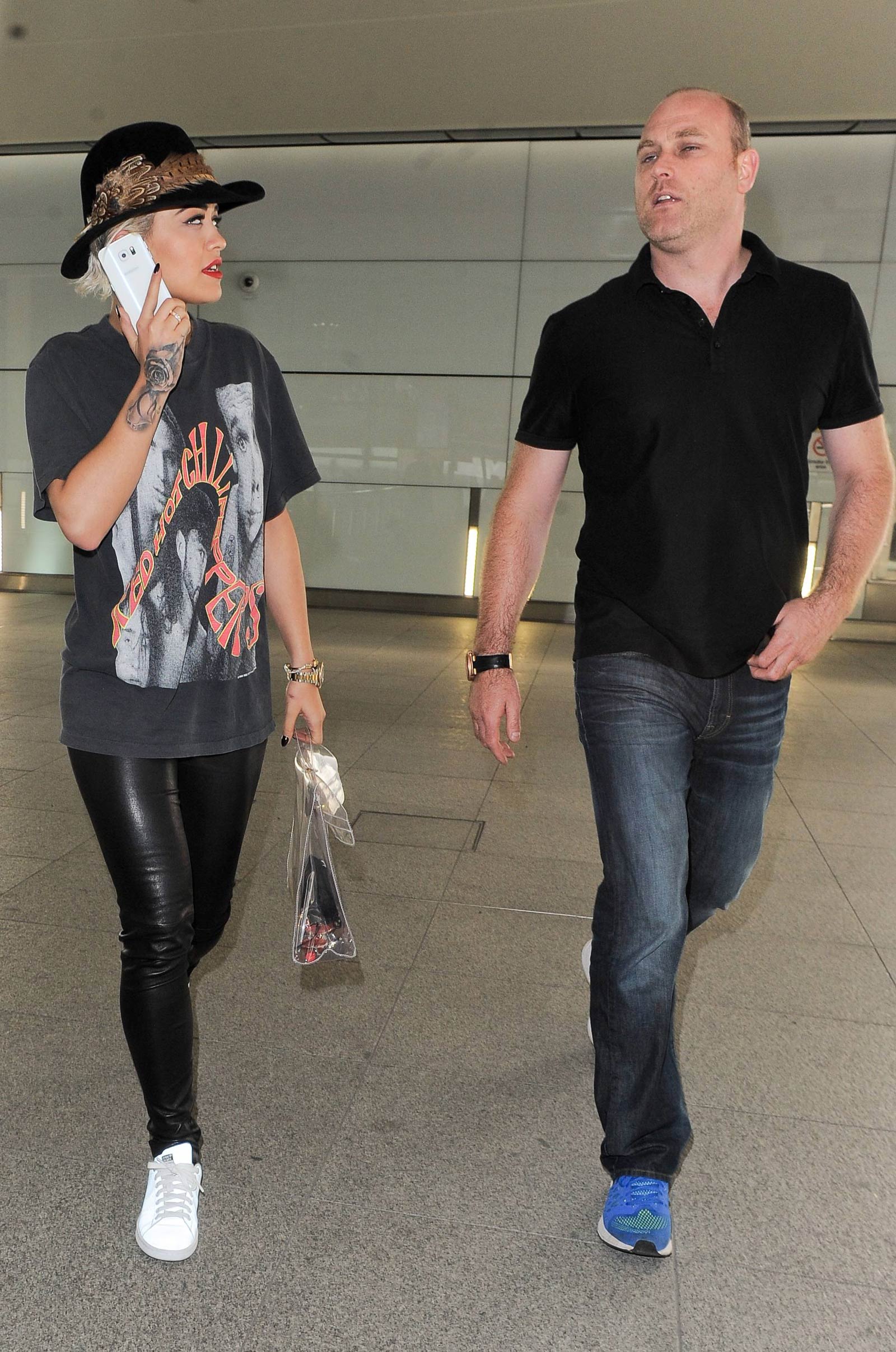 Rita Ora arriving at Heathrow airport