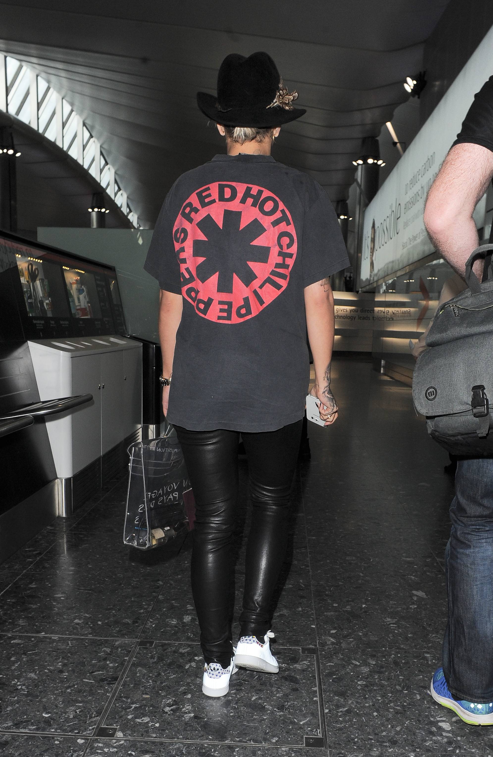 Rita Ora arriving at Heathrow airport