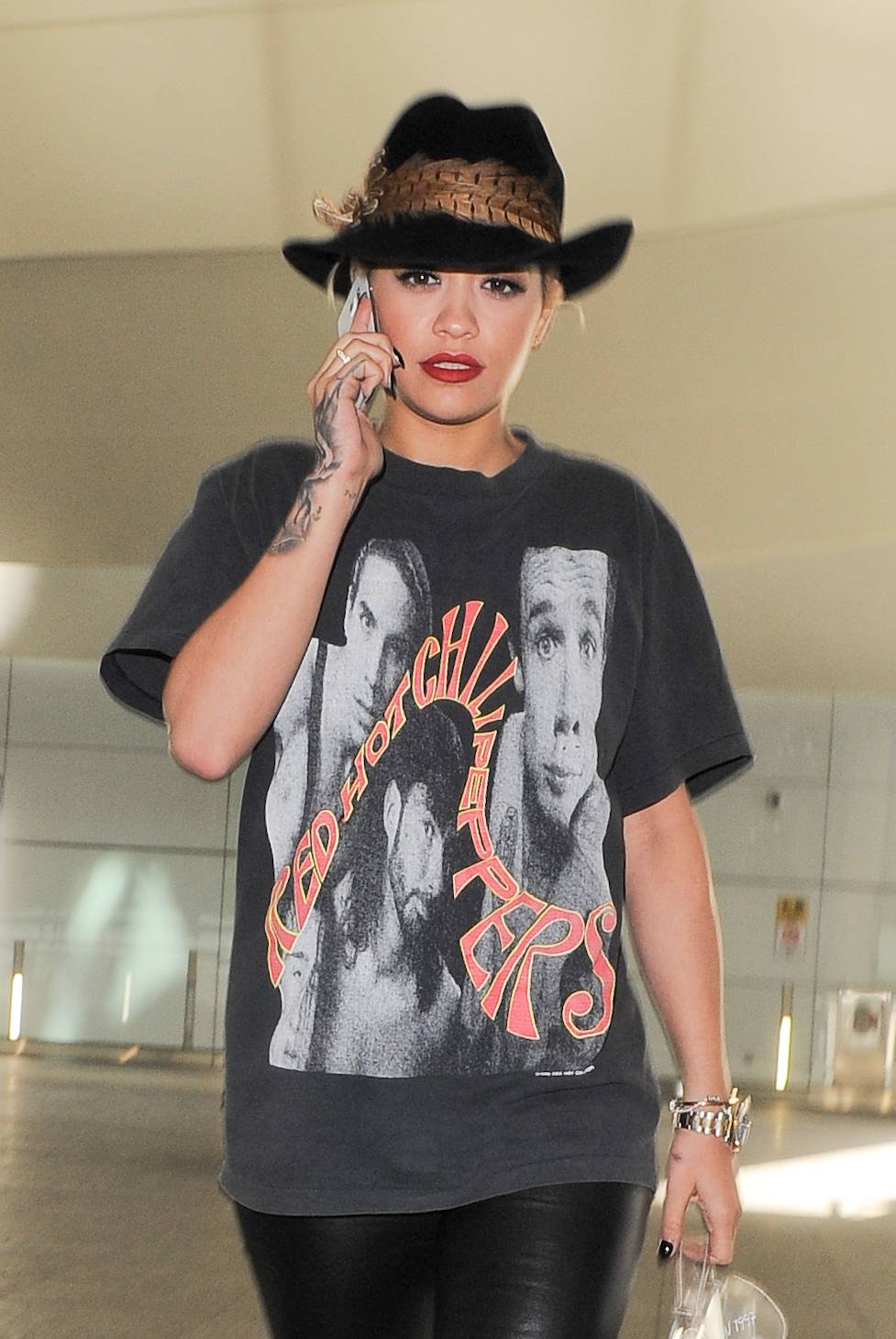 Rita Ora arriving at Heathrow airport