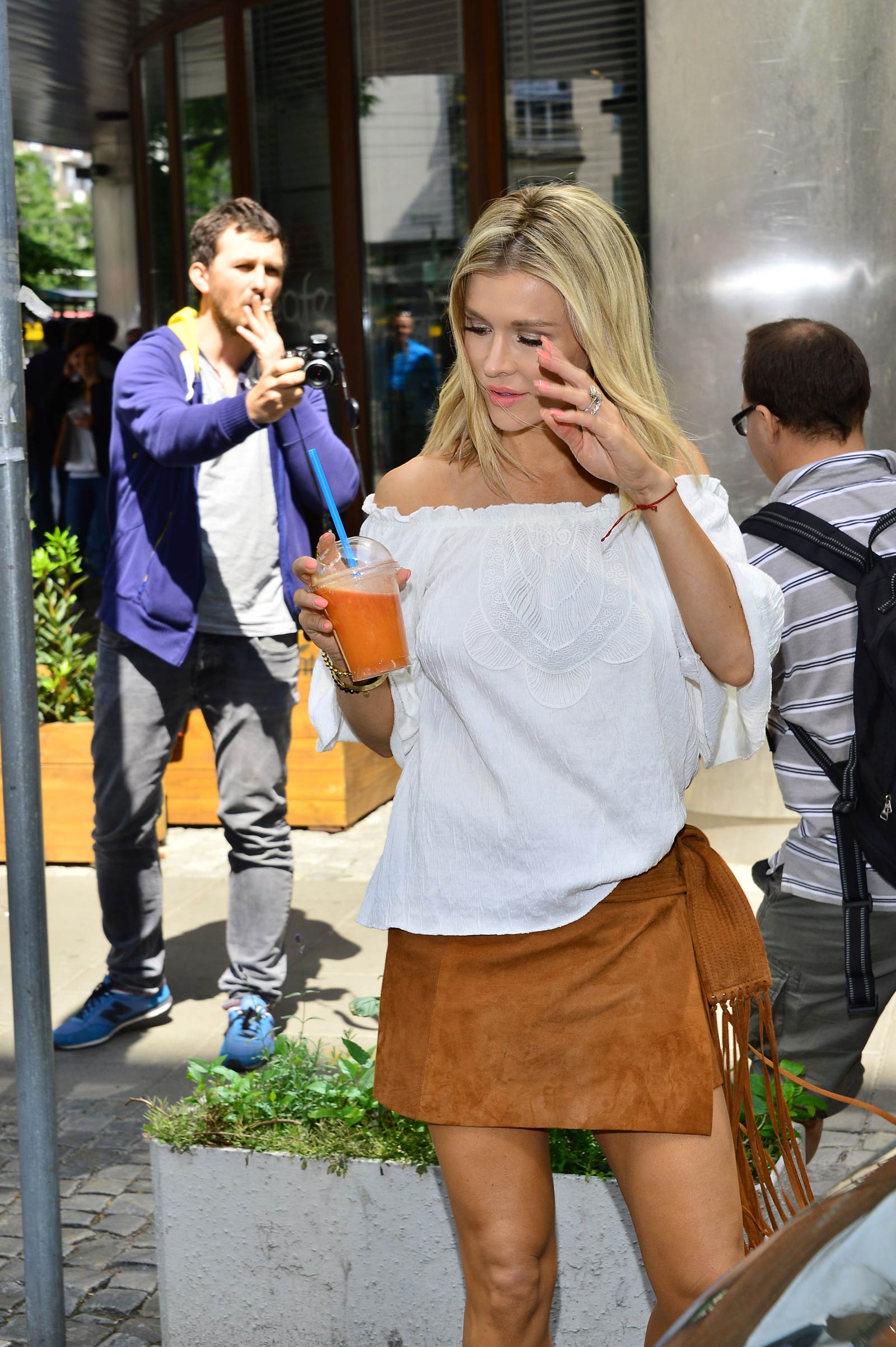 Joanna Krupa leaving her apartment on her way to TVN Television