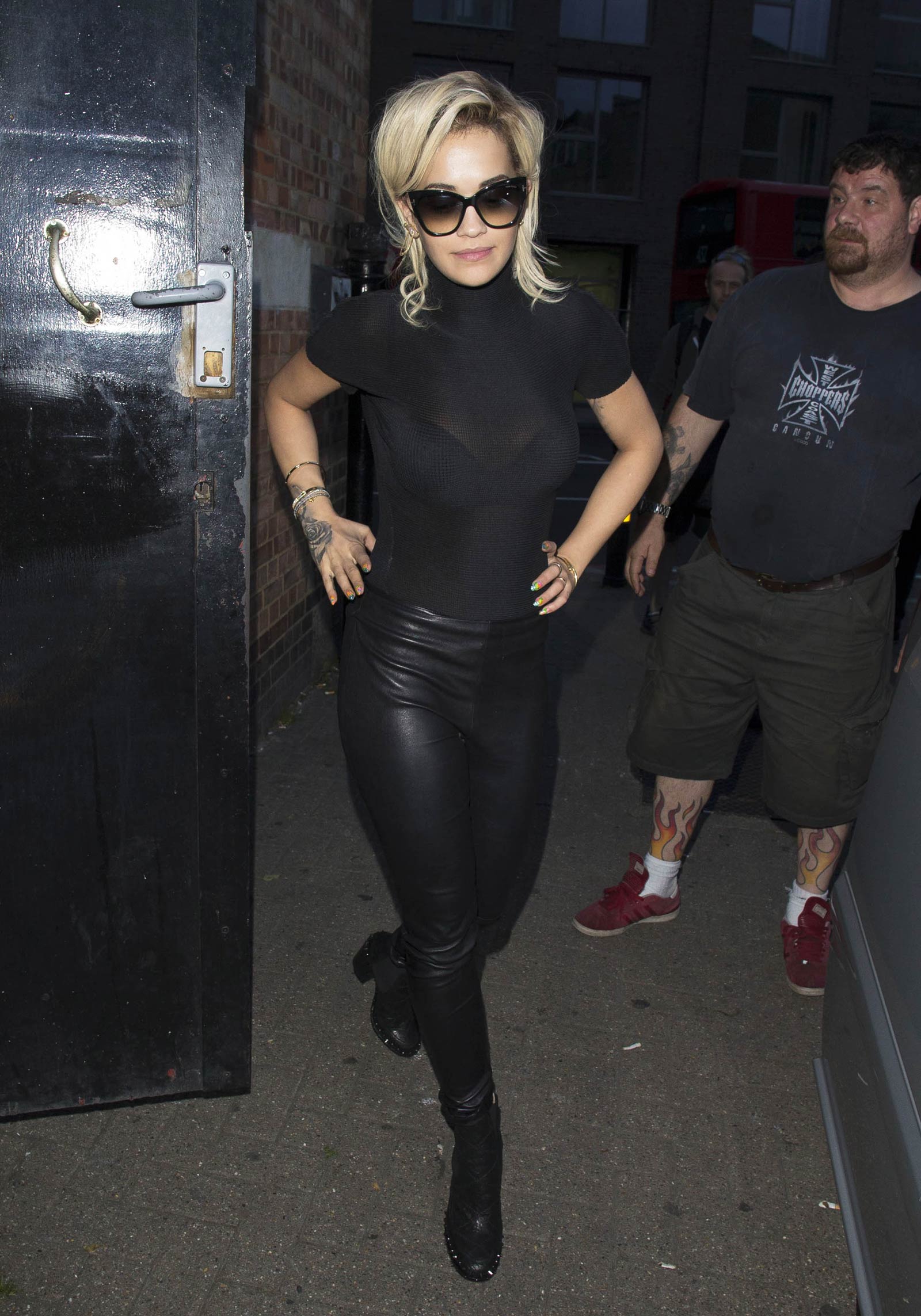 Rita Ora arriving and leaving a studio in London
