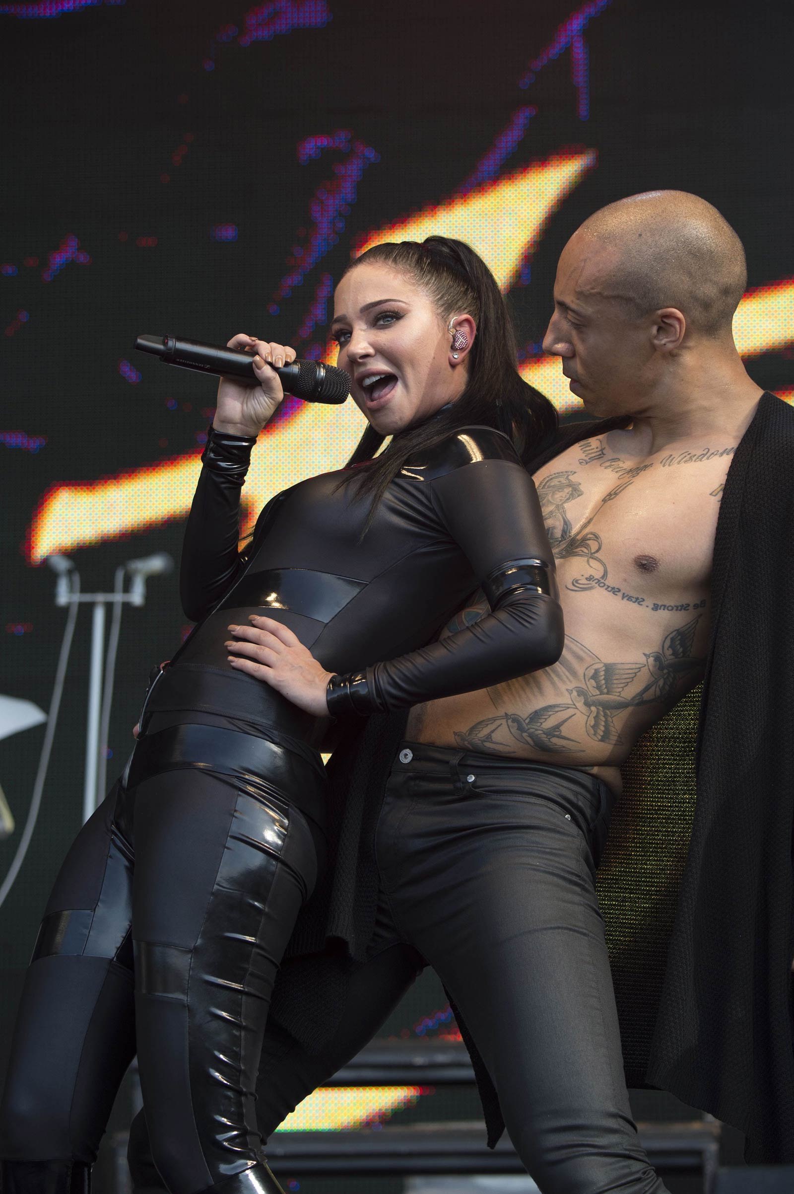 Tulisa Contostavlos performs on stage during Brighton Pride