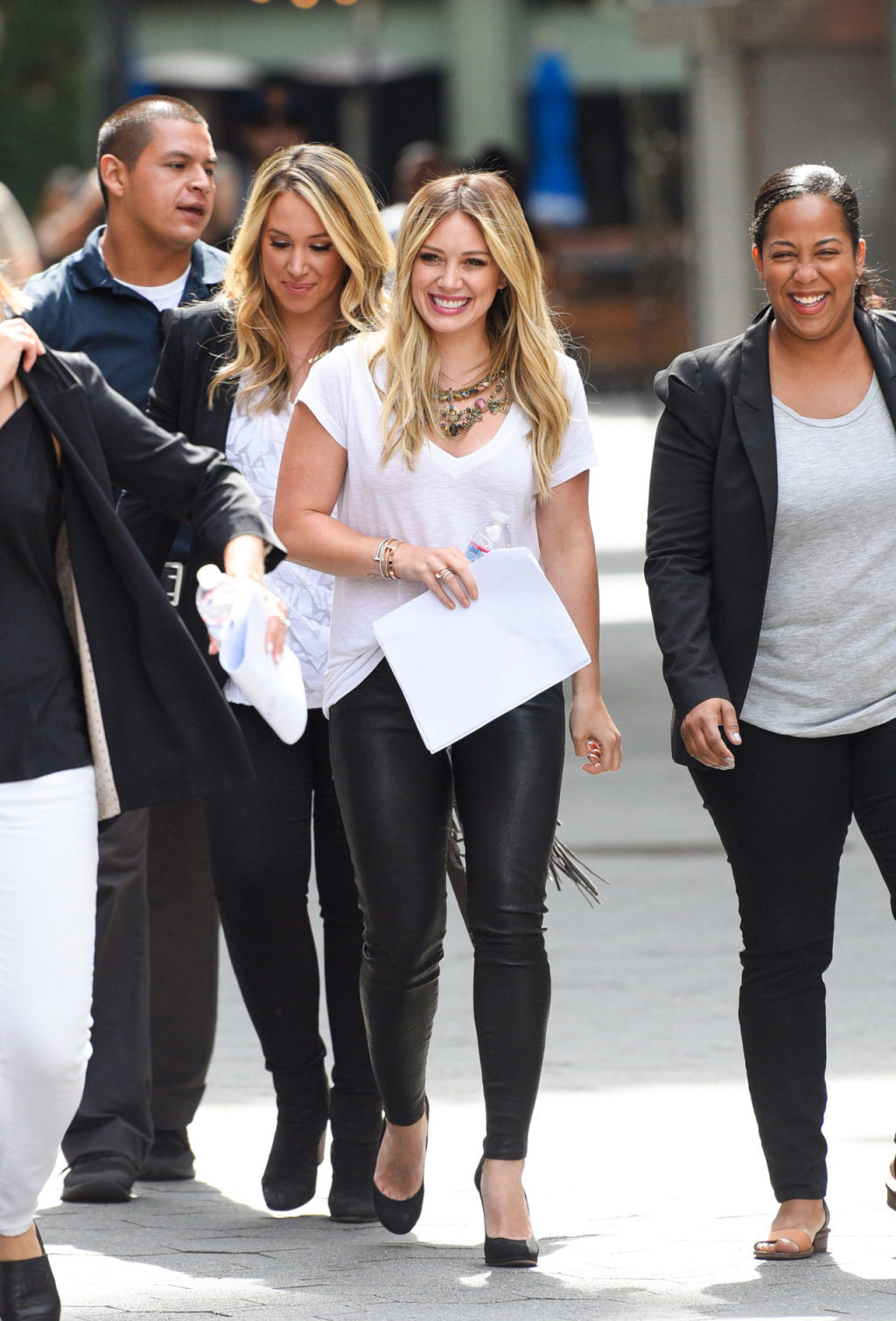 Hilary & Haylie Duff visit Extra at Universal Studios