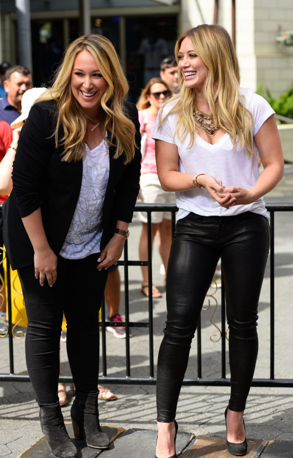 Hilary & Haylie Duff visit Extra at Universal Studios