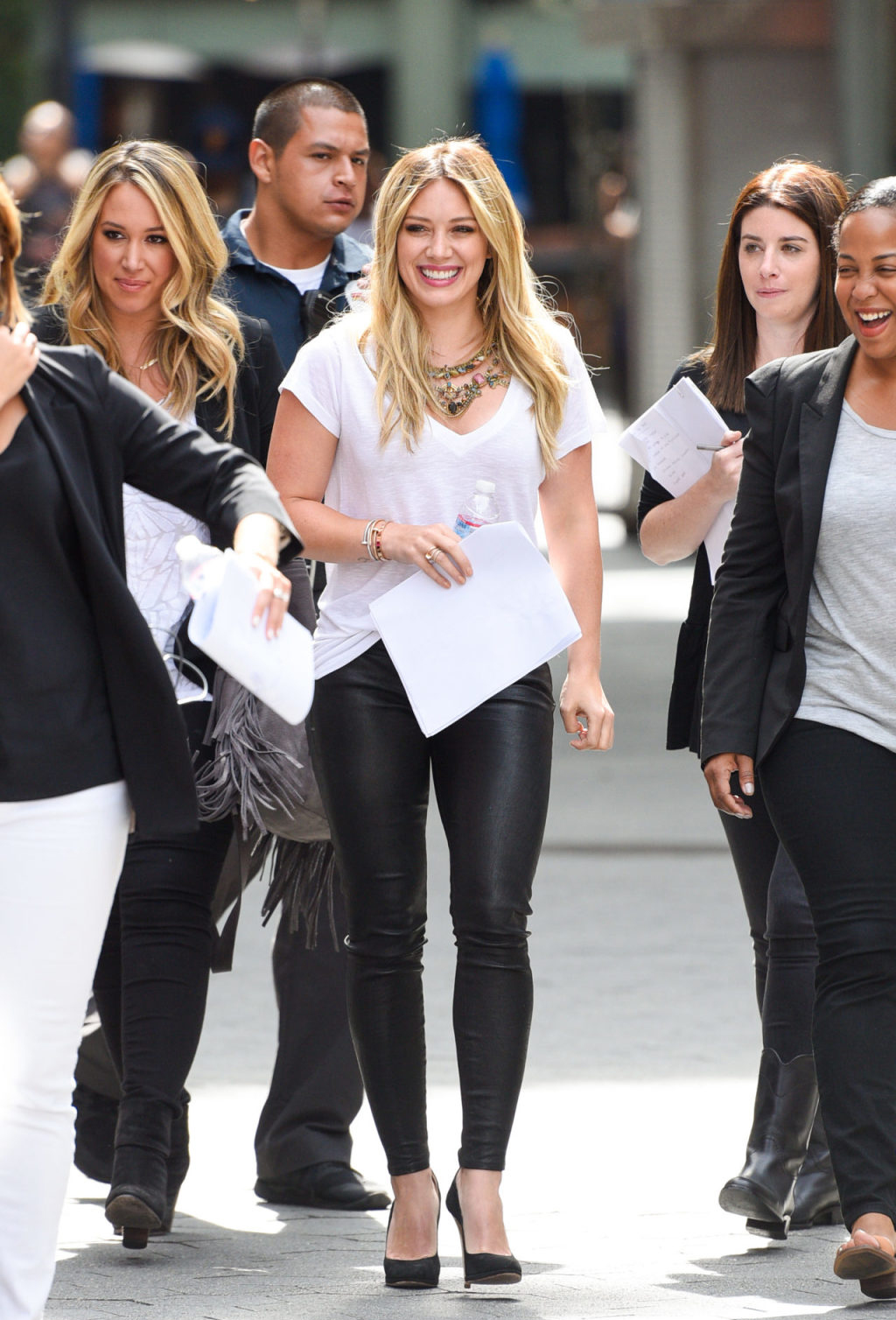 Hilary & Haylie Duff visit Extra at Universal Studios