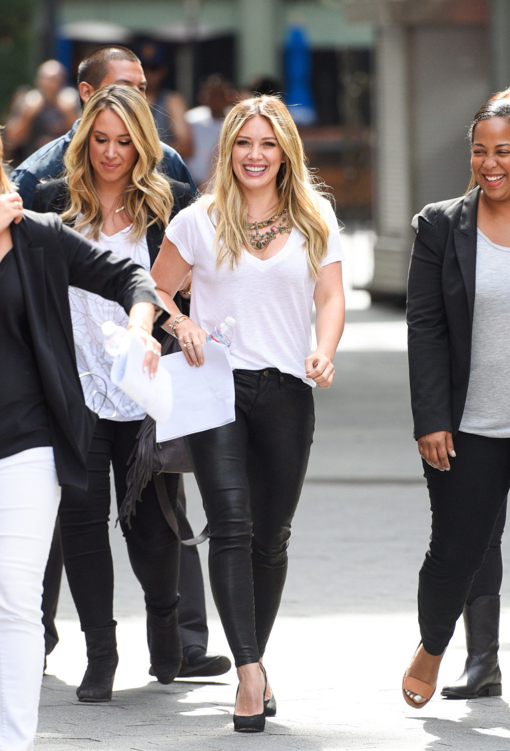 Hilary & Haylie Duff visit Extra at Universal Studios