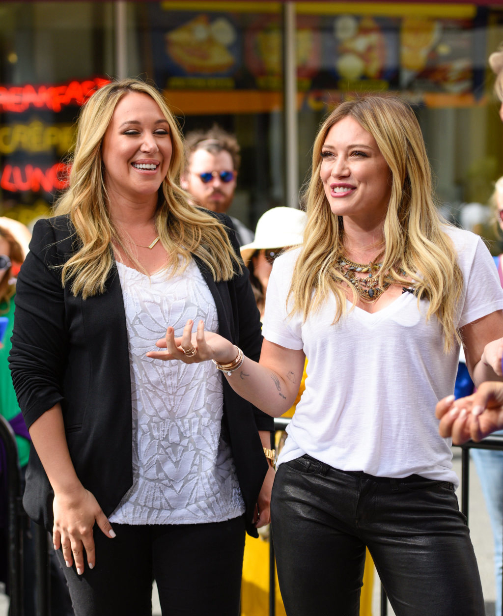 Hilary & Haylie Duff visit Extra at Universal Studios