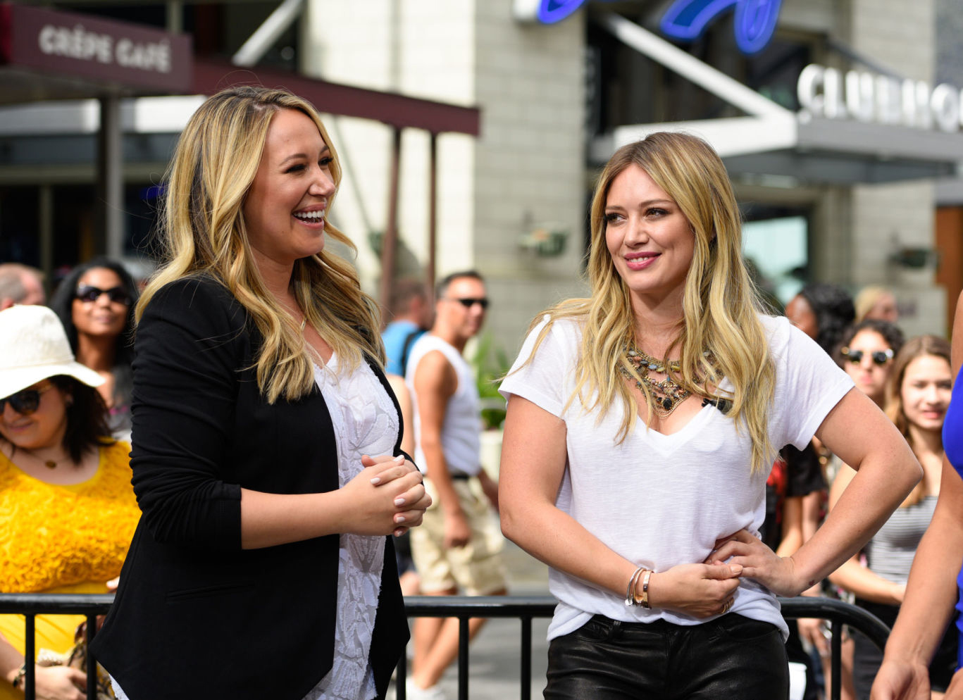 Hilary & Haylie Duff visit Extra at Universal Studios