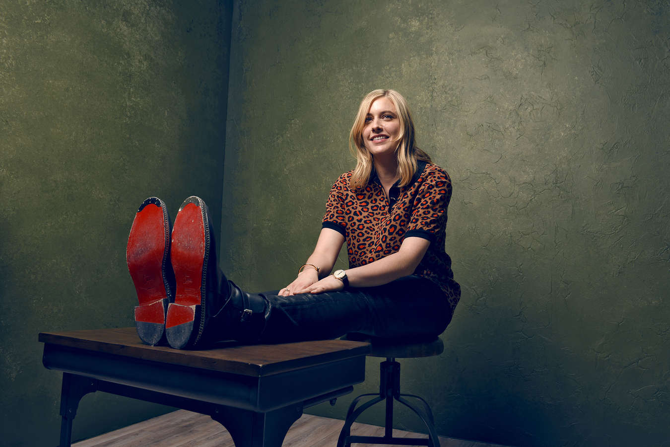 Greta Gerwig at a photocall for the film Mrs Americ