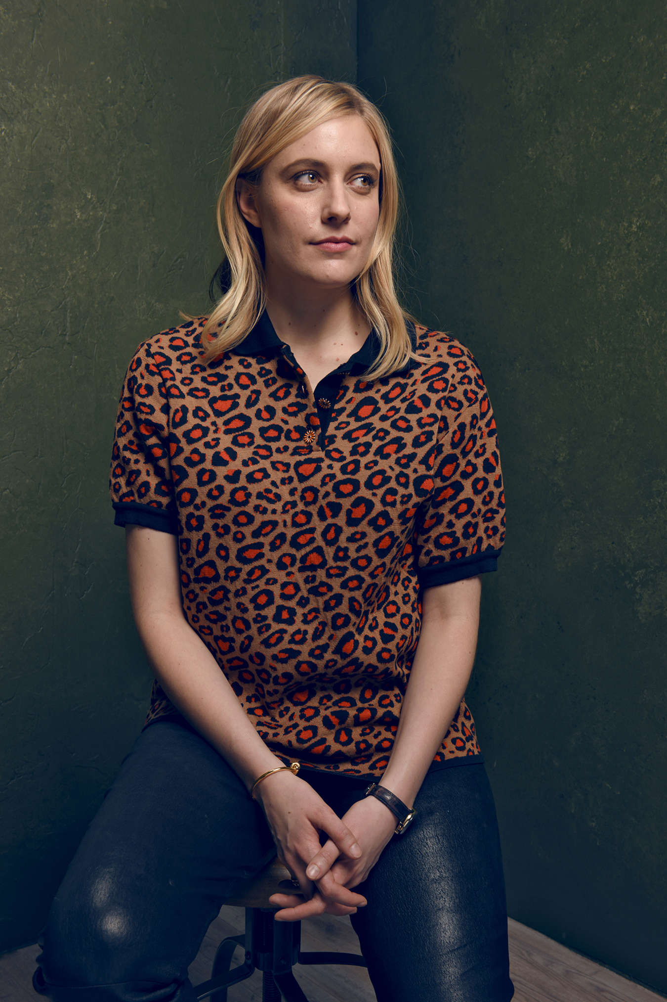 Greta Gerwig at a photocall for the film Mrs Americ