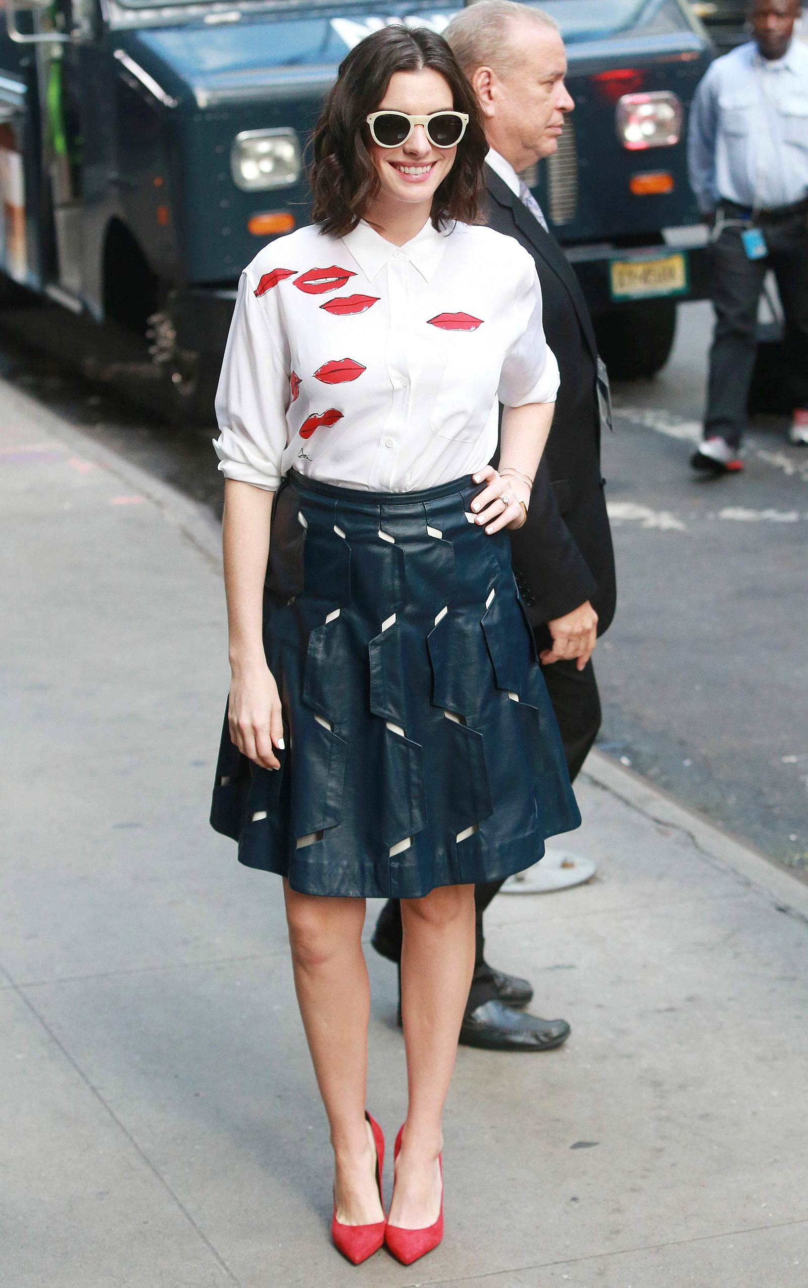 Anne Hathaway at ABC Studios in New York City