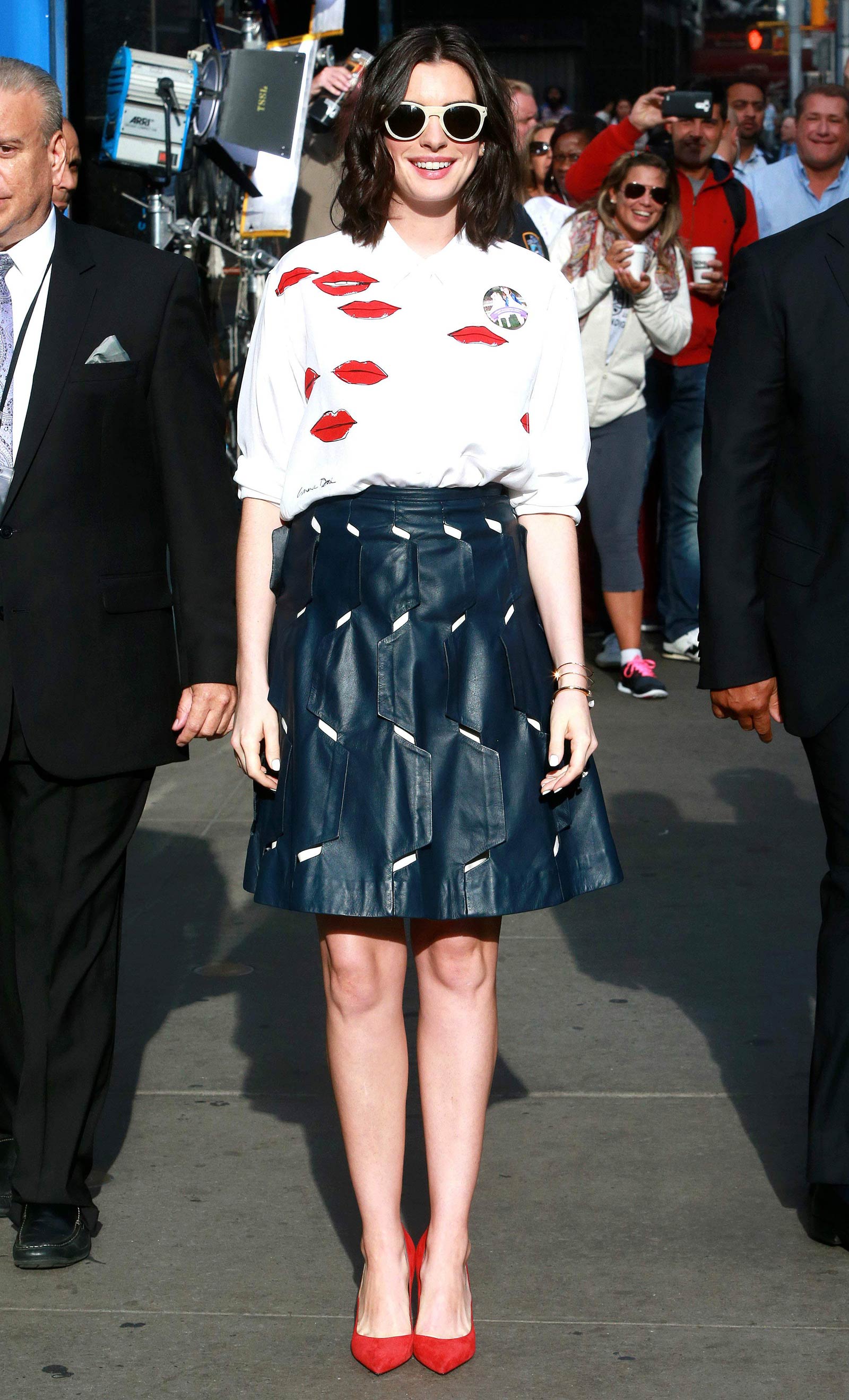 Anne Hathaway at ABC Studios in New York City