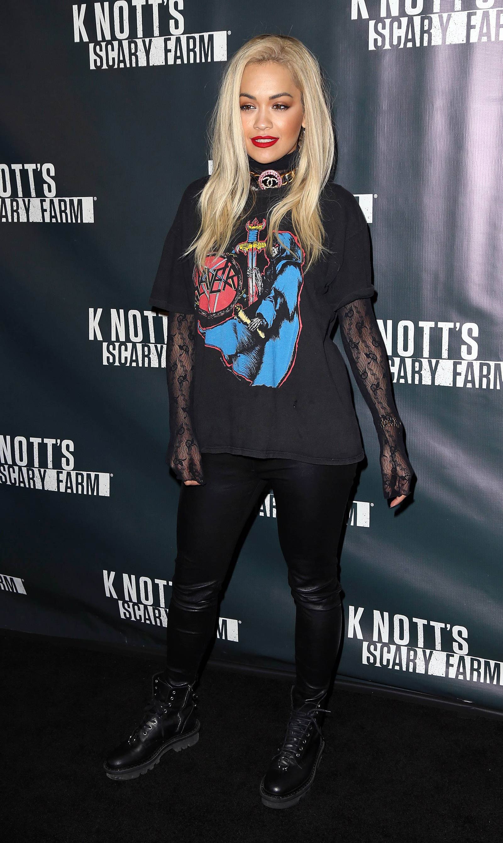 Rita Ora attends Knott’s Scary Farm Black Carpet