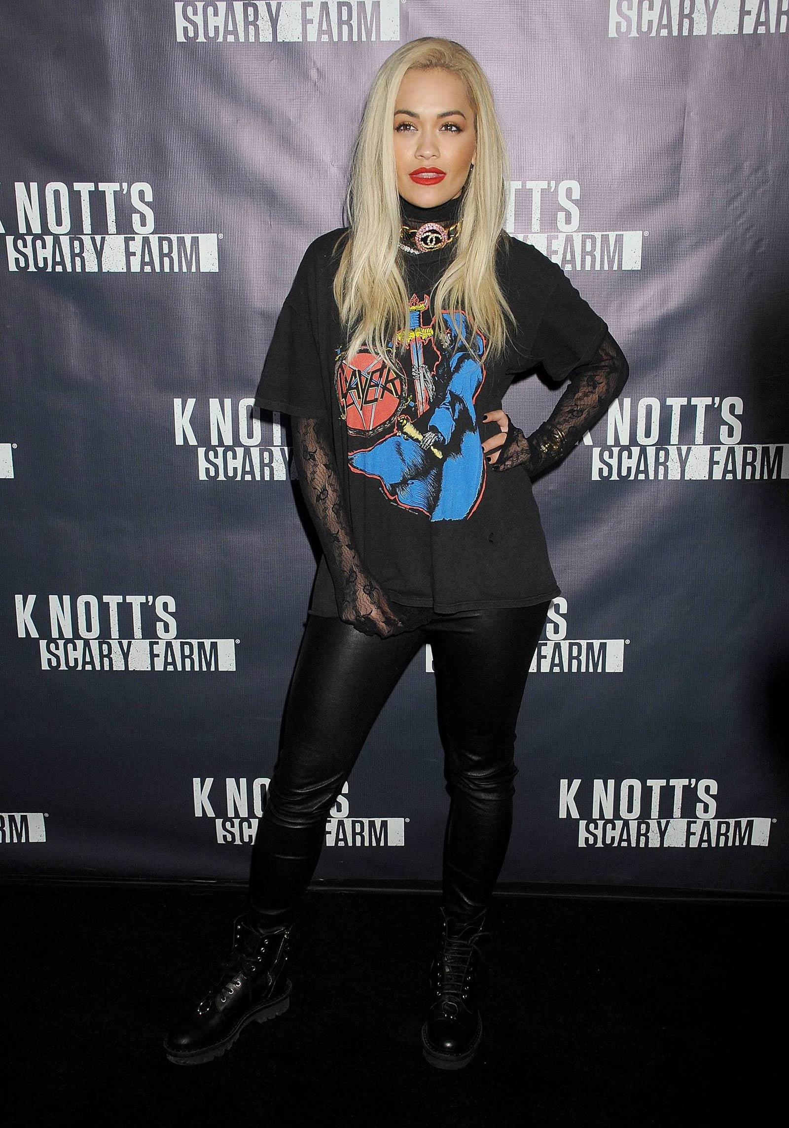 Rita Ora attends Knott’s Scary Farm Black Carpet