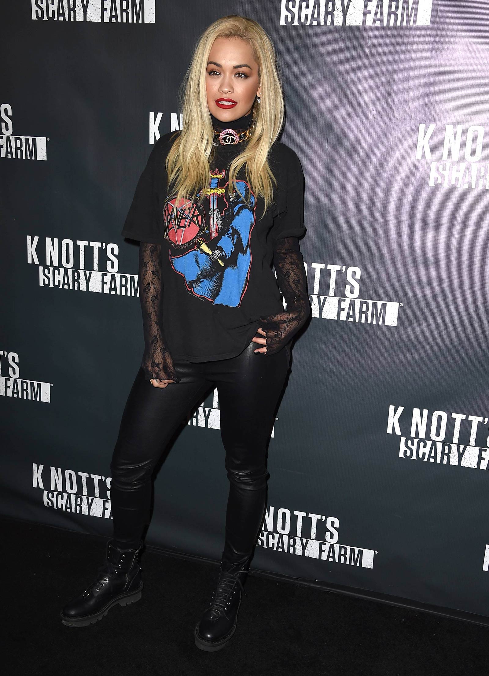 Rita Ora attends Knott’s Scary Farm Black Carpet