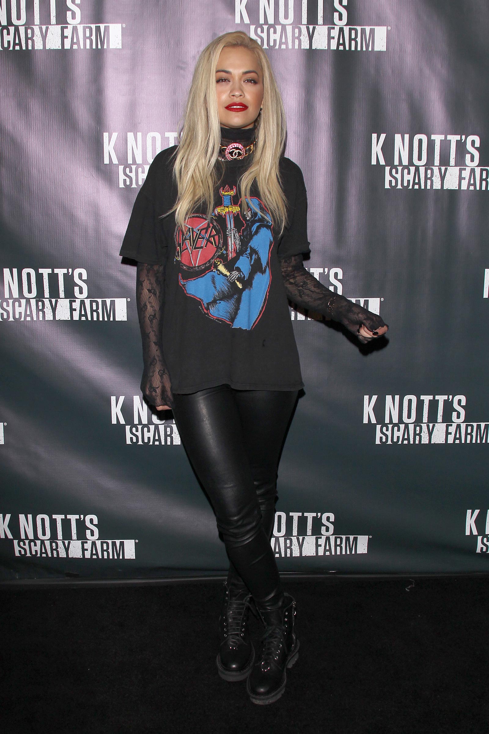 Rita Ora attends Knott’s Scary Farm Black Carpet