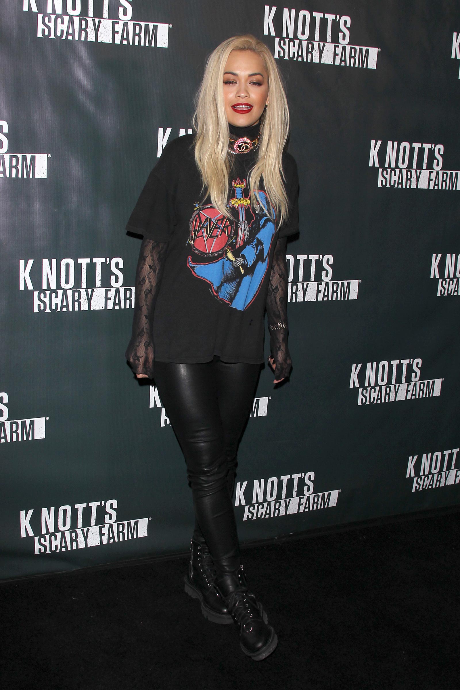 Rita Ora attends Knott’s Scary Farm Black Carpet