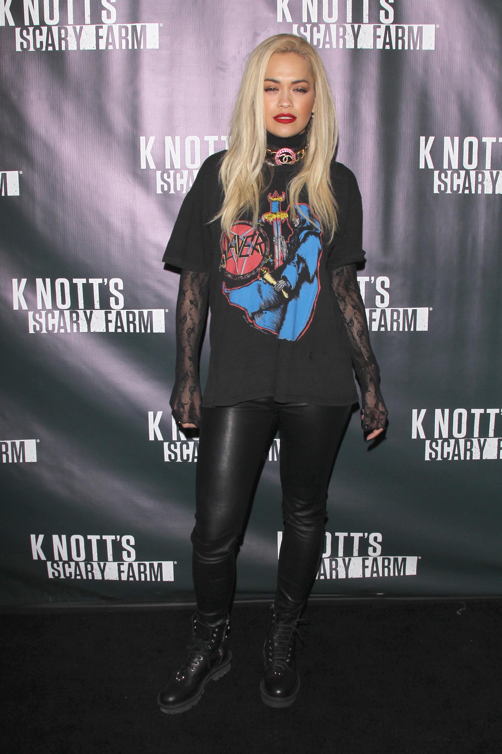 Rita Ora attends Knott’s Scary Farm Black Carpet