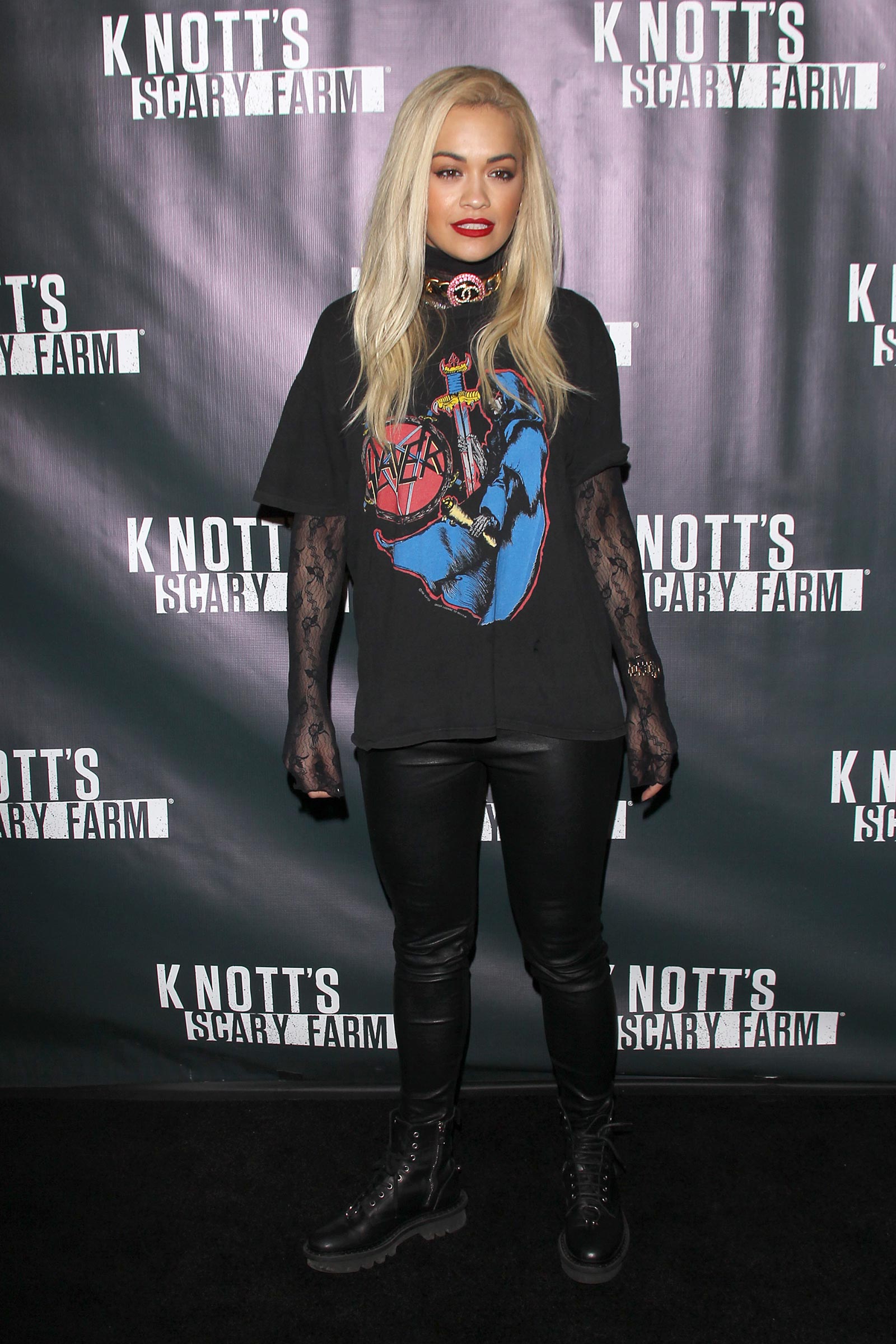 Rita Ora attends Knott’s Scary Farm Black Carpet