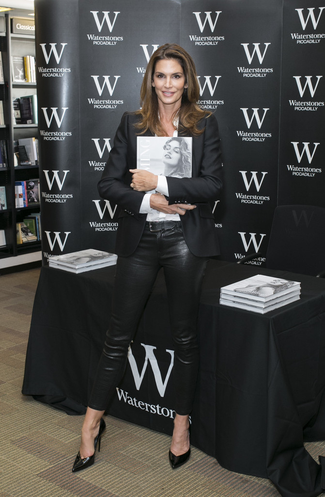 Cindy Crawford signs copies of her book Becoming at Waterstones