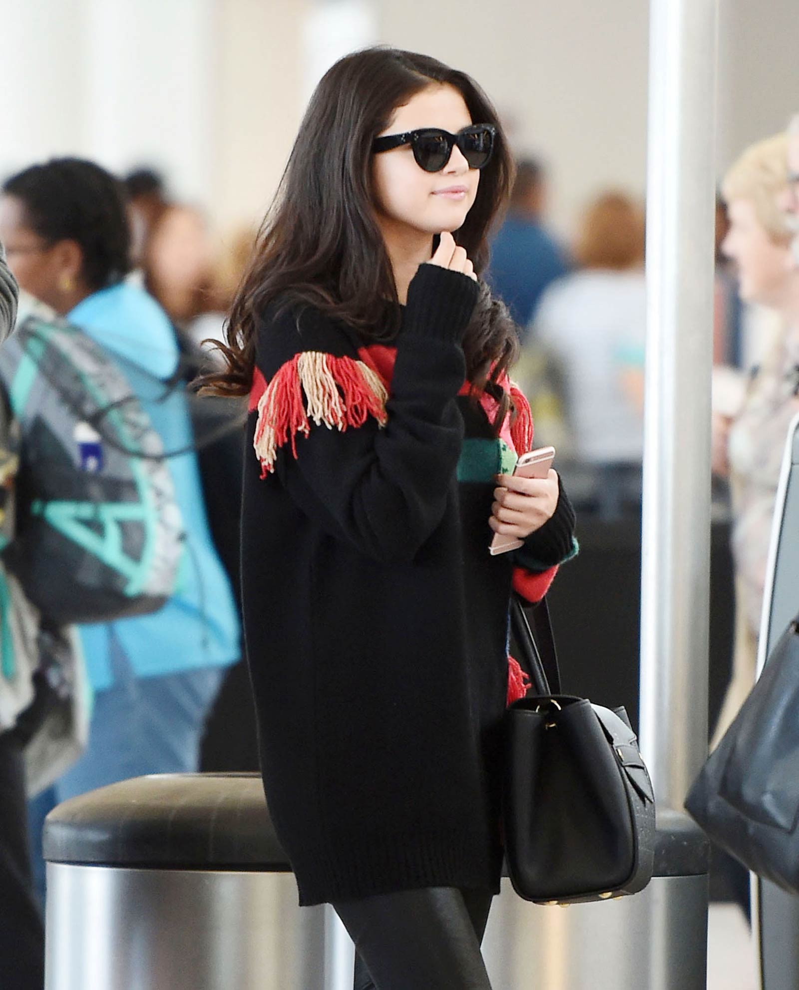 Selena Gomez departing from JFK Airport