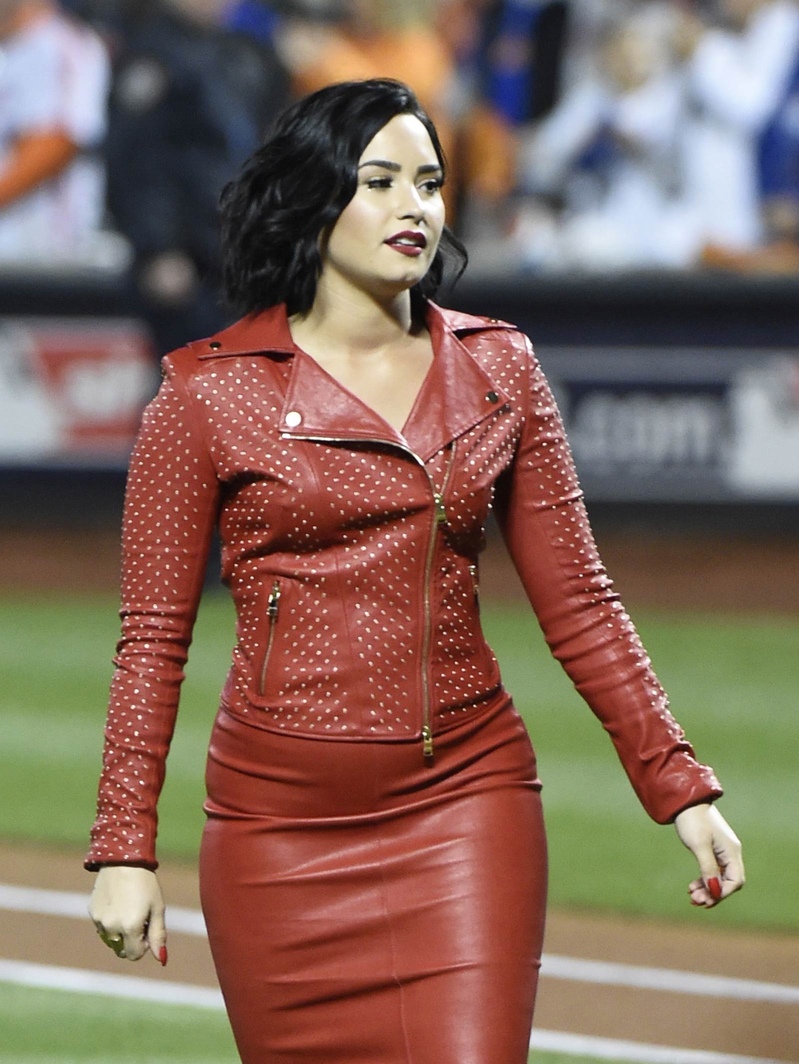 Demi Lovato performing at the World Series