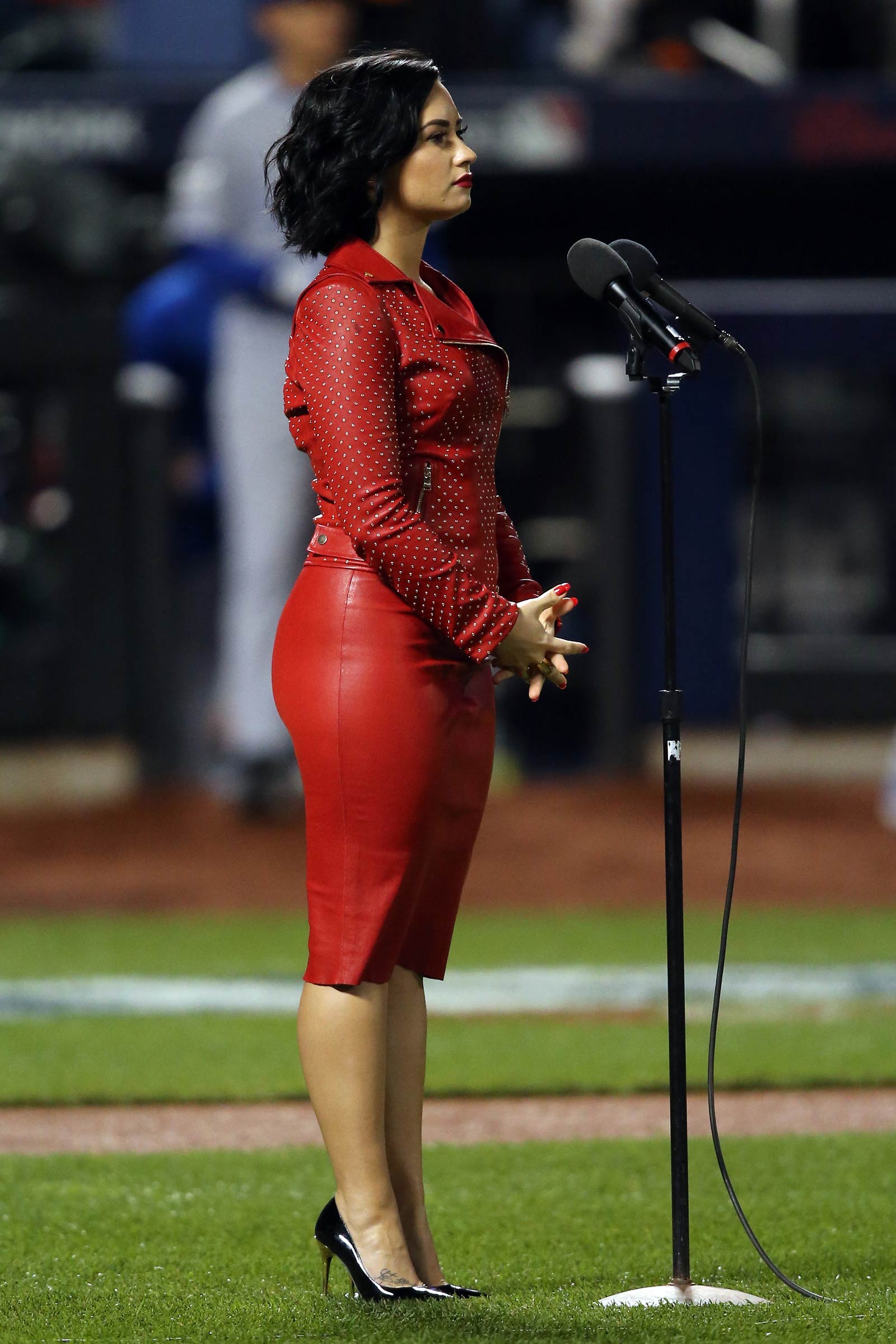 Demi Lovato performing at the World Series