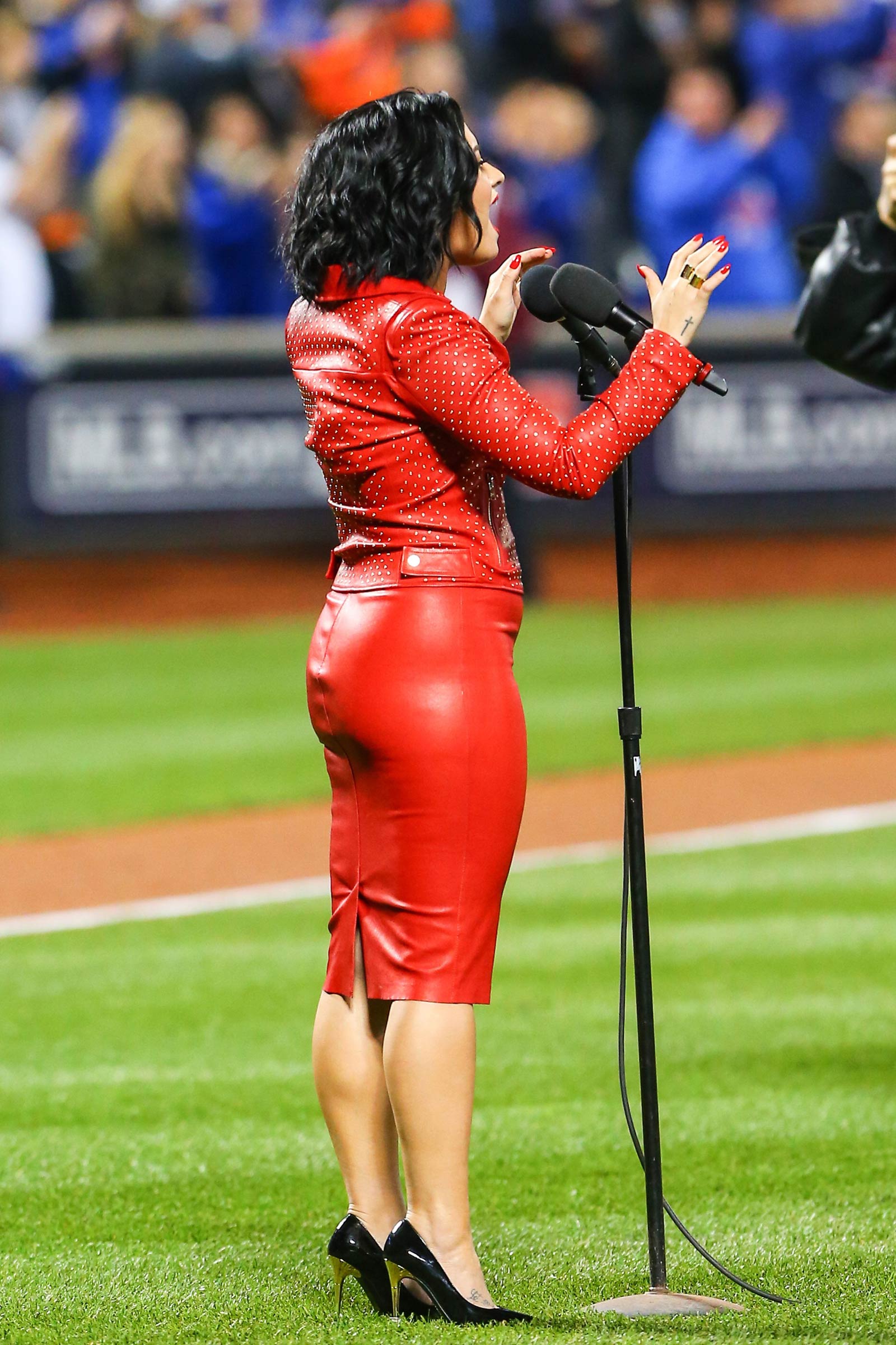 Demi Lovato performing at the World Series