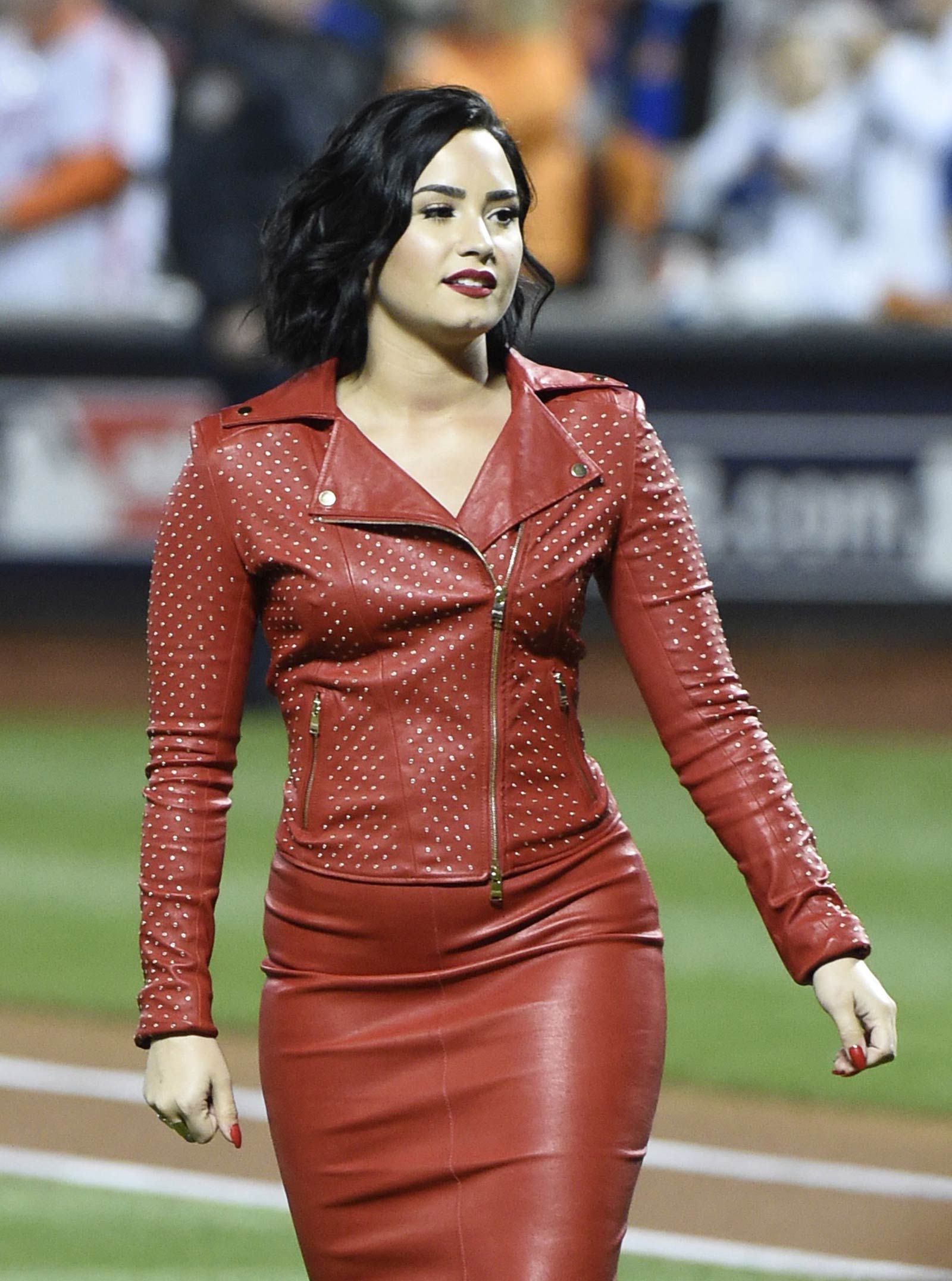 Demi Lovato performing at the World Series