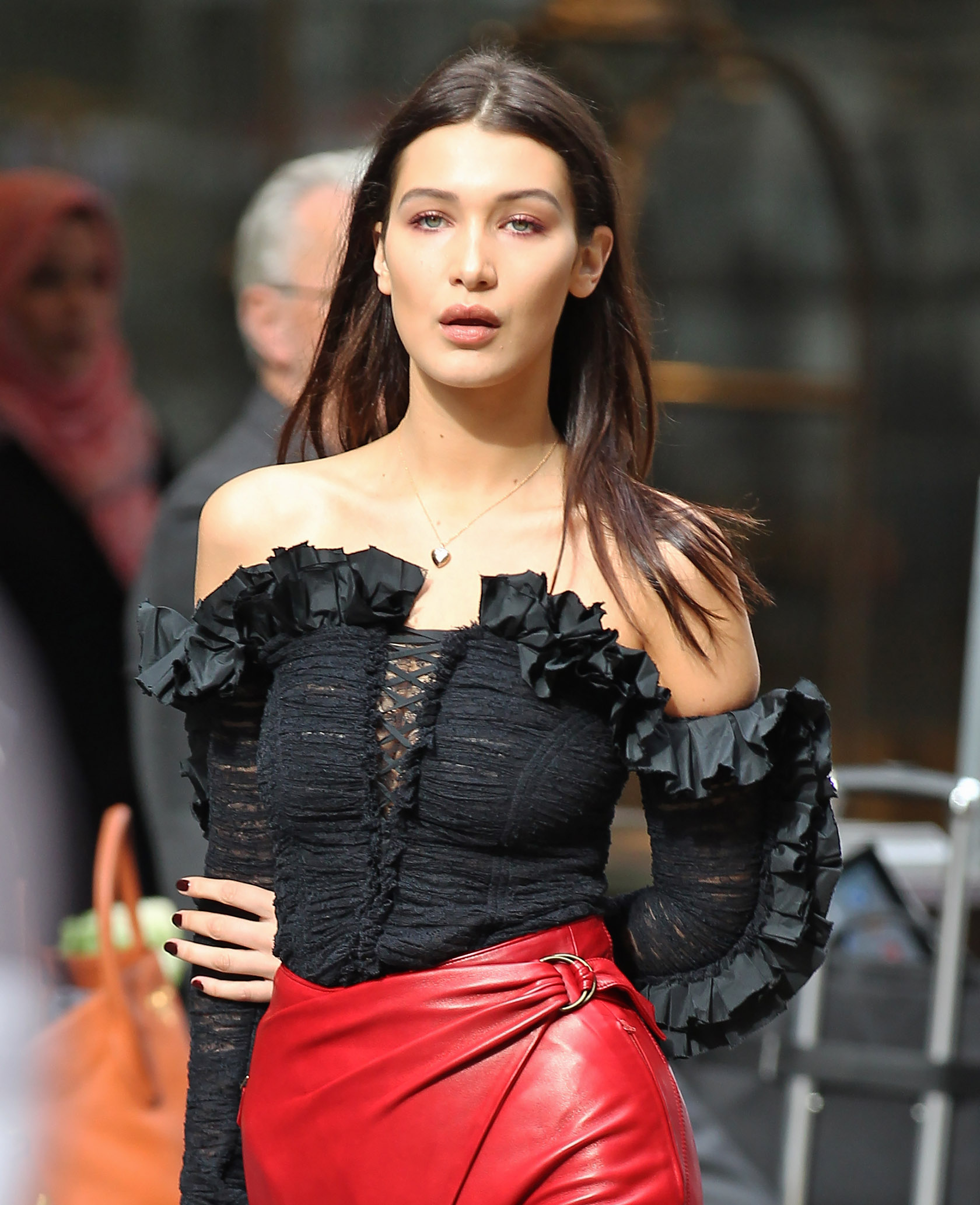 Bella Hadid on a photoshoot in New York