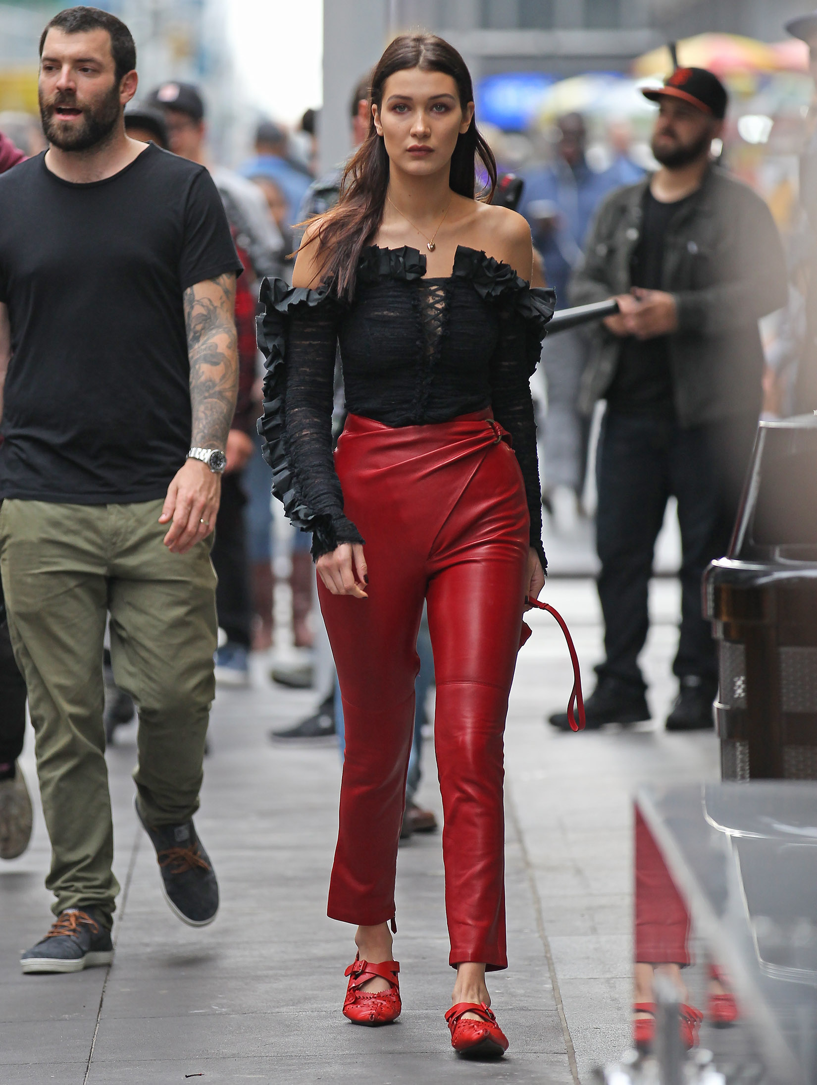 Bella Hadid on a photoshoot in New York