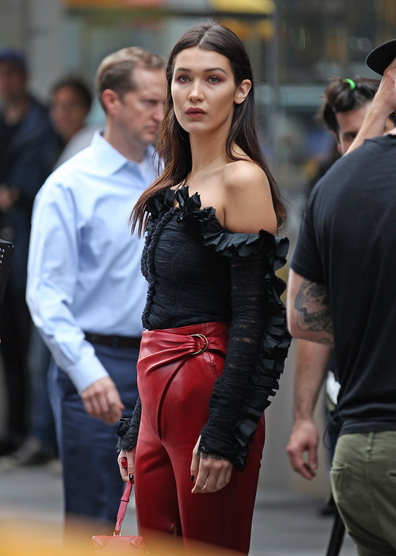 Bella Hadid on a photoshoot in New York