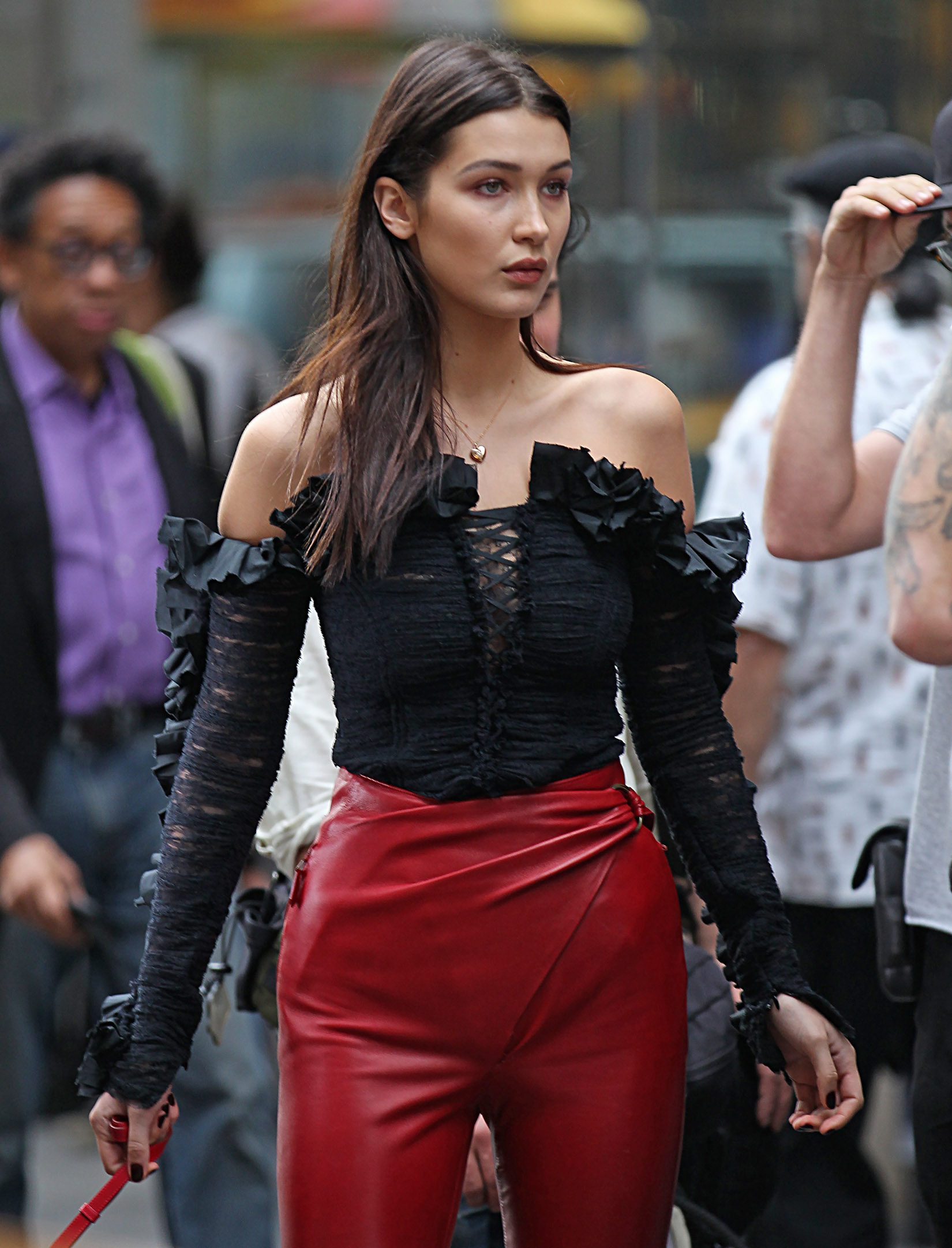 Bella Hadid on a photoshoot in New York