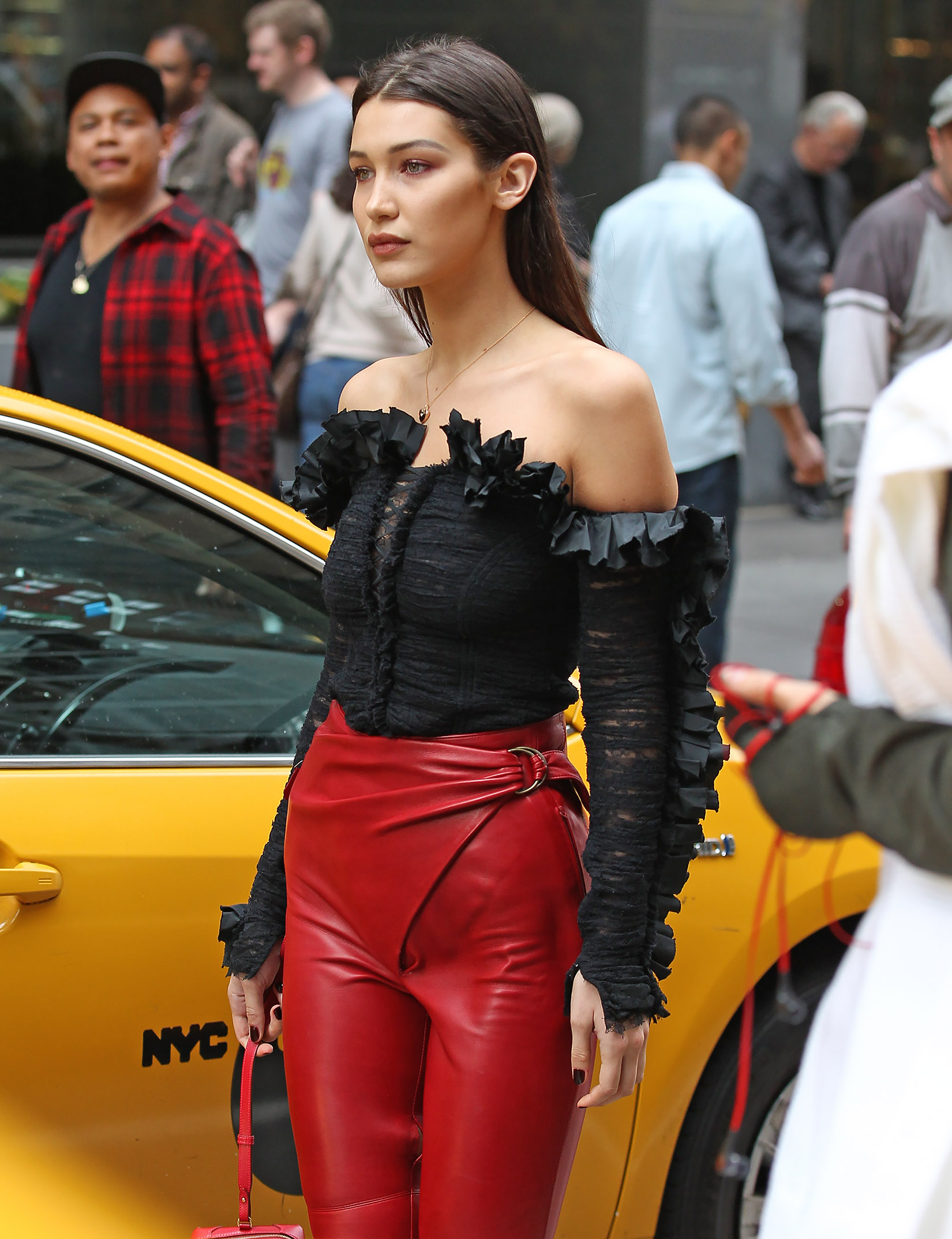 Bella Hadid on a photoshoot in New York