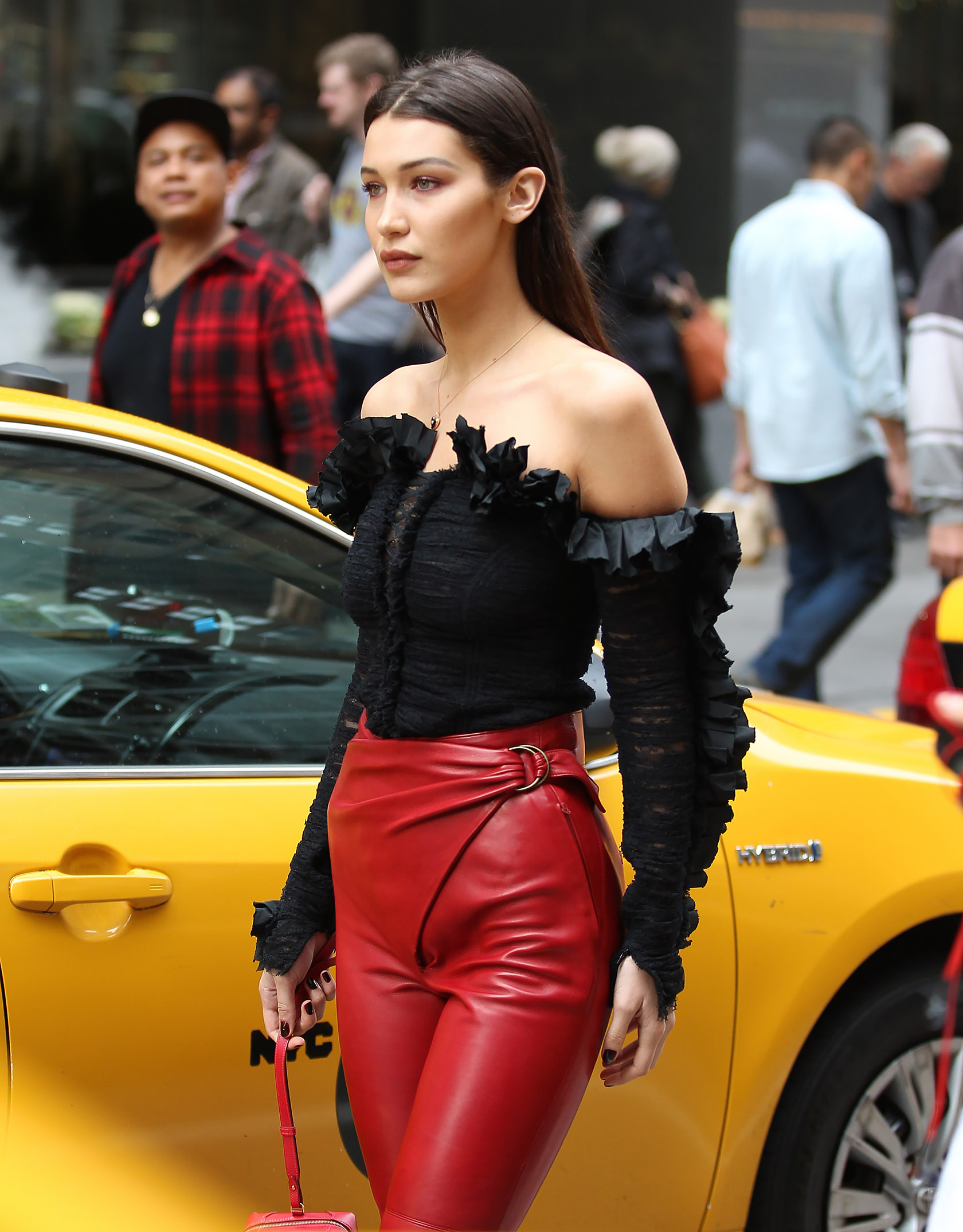 Bella Hadid on a photoshoot in New York