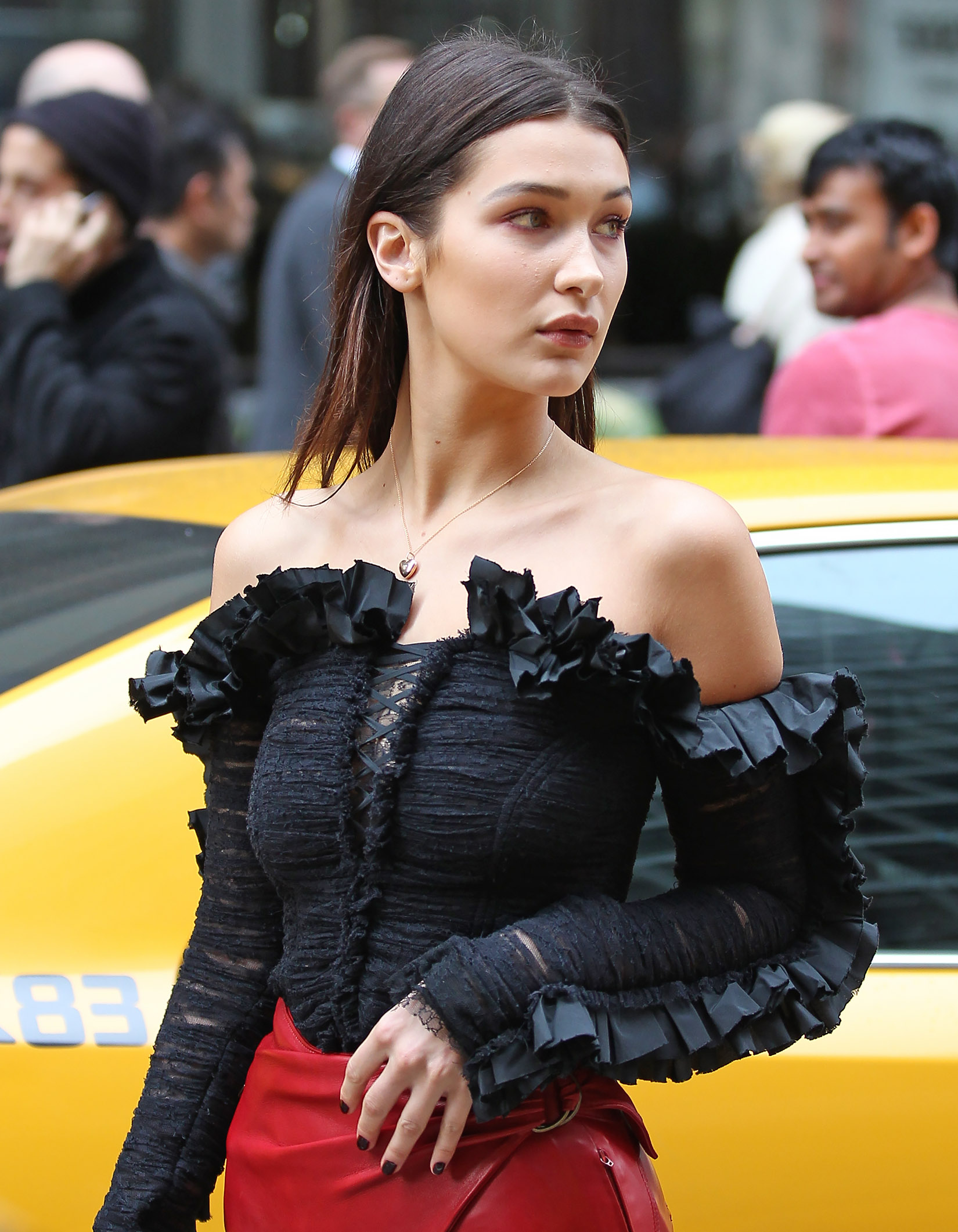 Bella Hadid on a photoshoot in New York