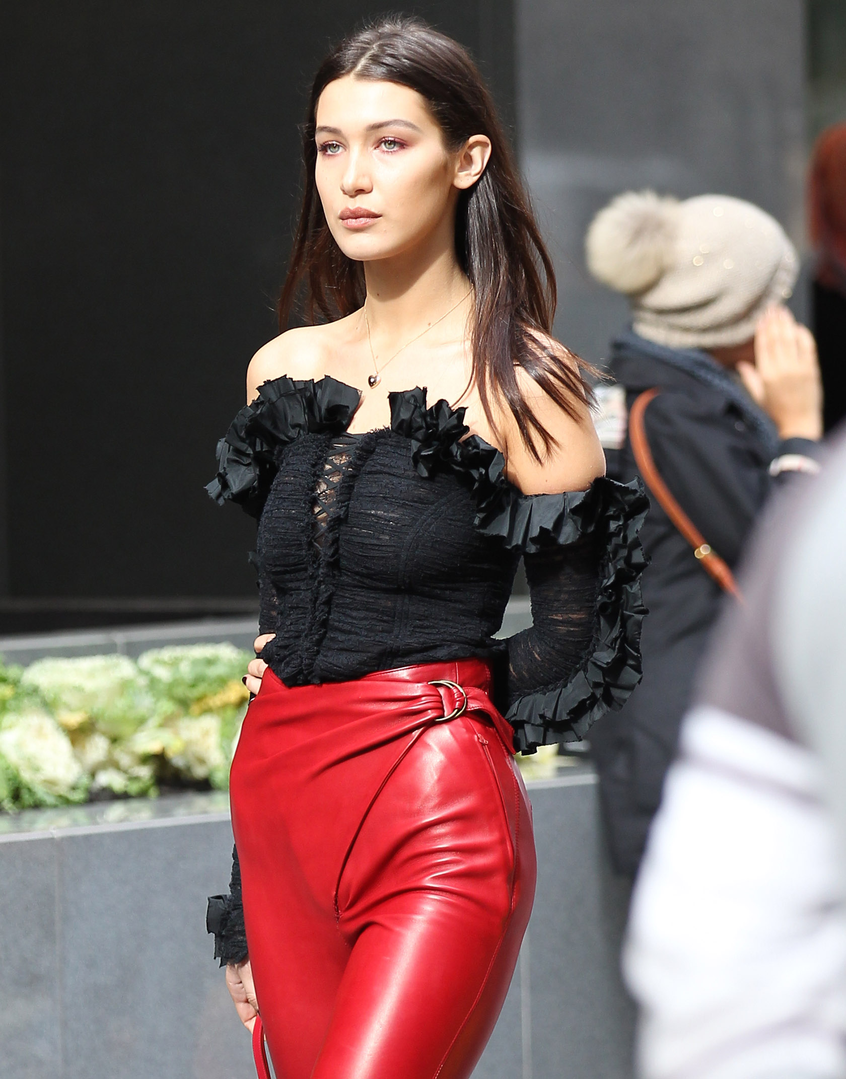 Bella Hadid on a photoshoot in New York