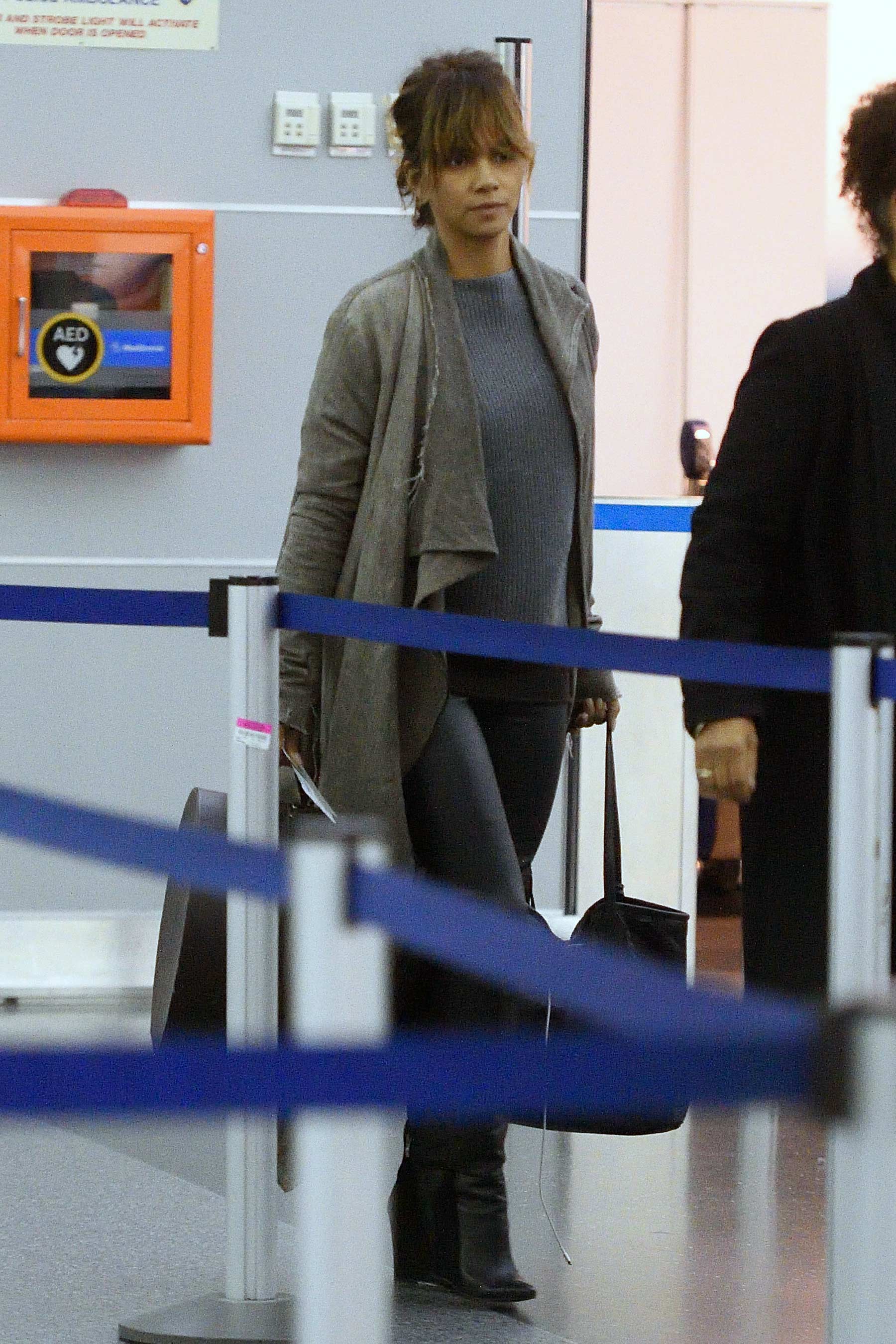 Halle Berry arrives to catch a flight at JFK airport