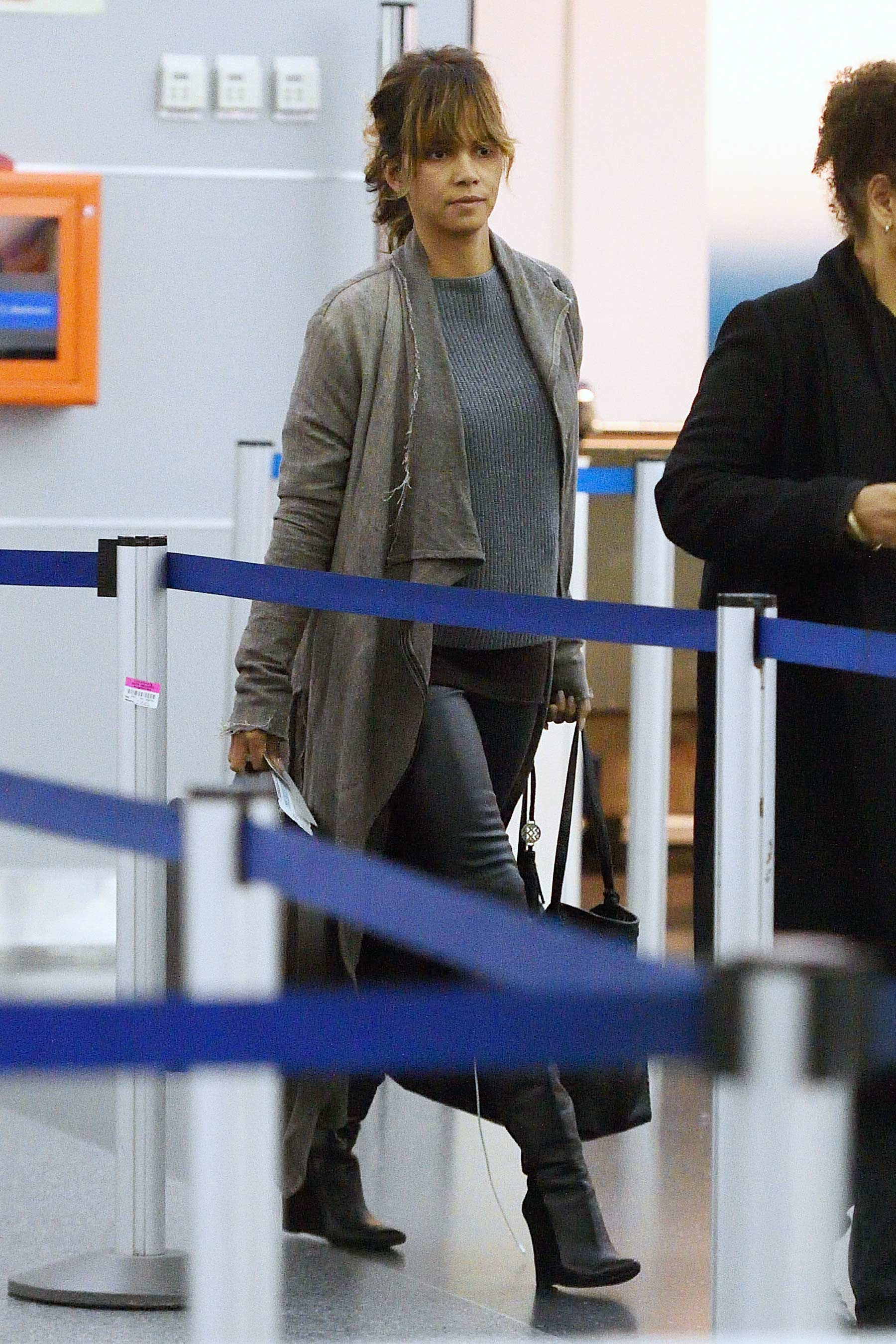 Halle Berry arrives to catch a flight at JFK airport