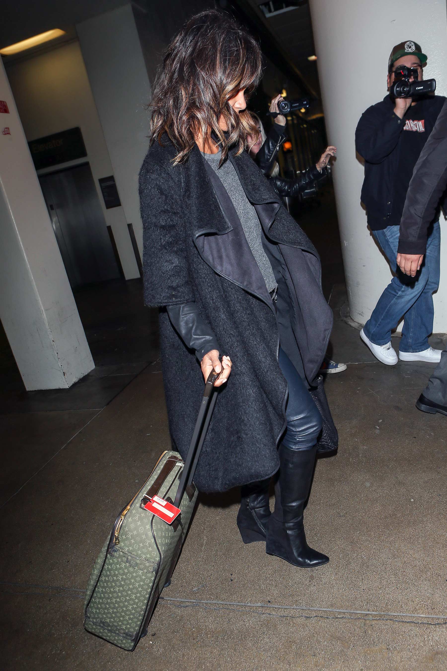 Halle Berry is seen arriving on a flight at LAX airport