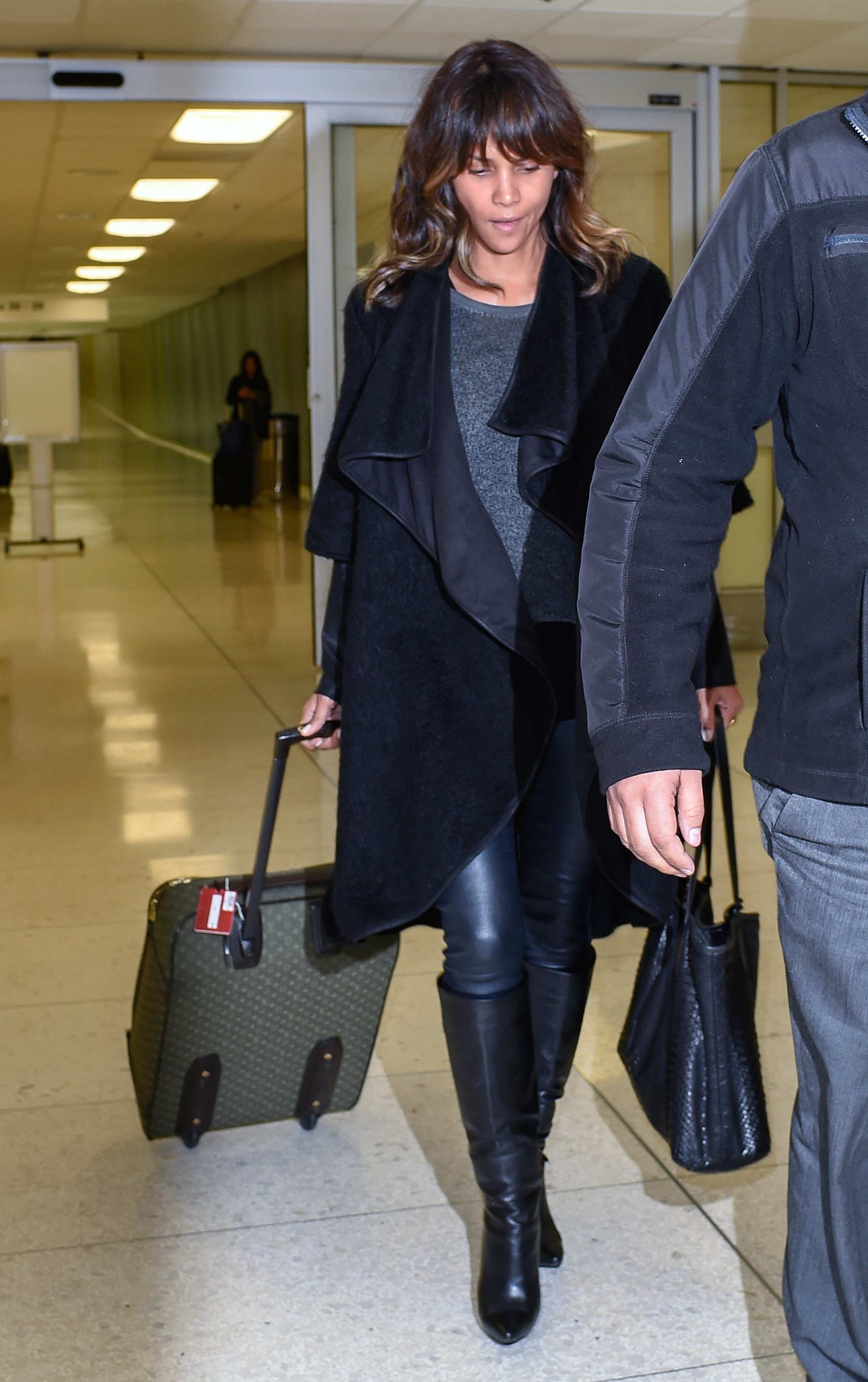 Halle Berry is seen arriving on a flight at LAX airport