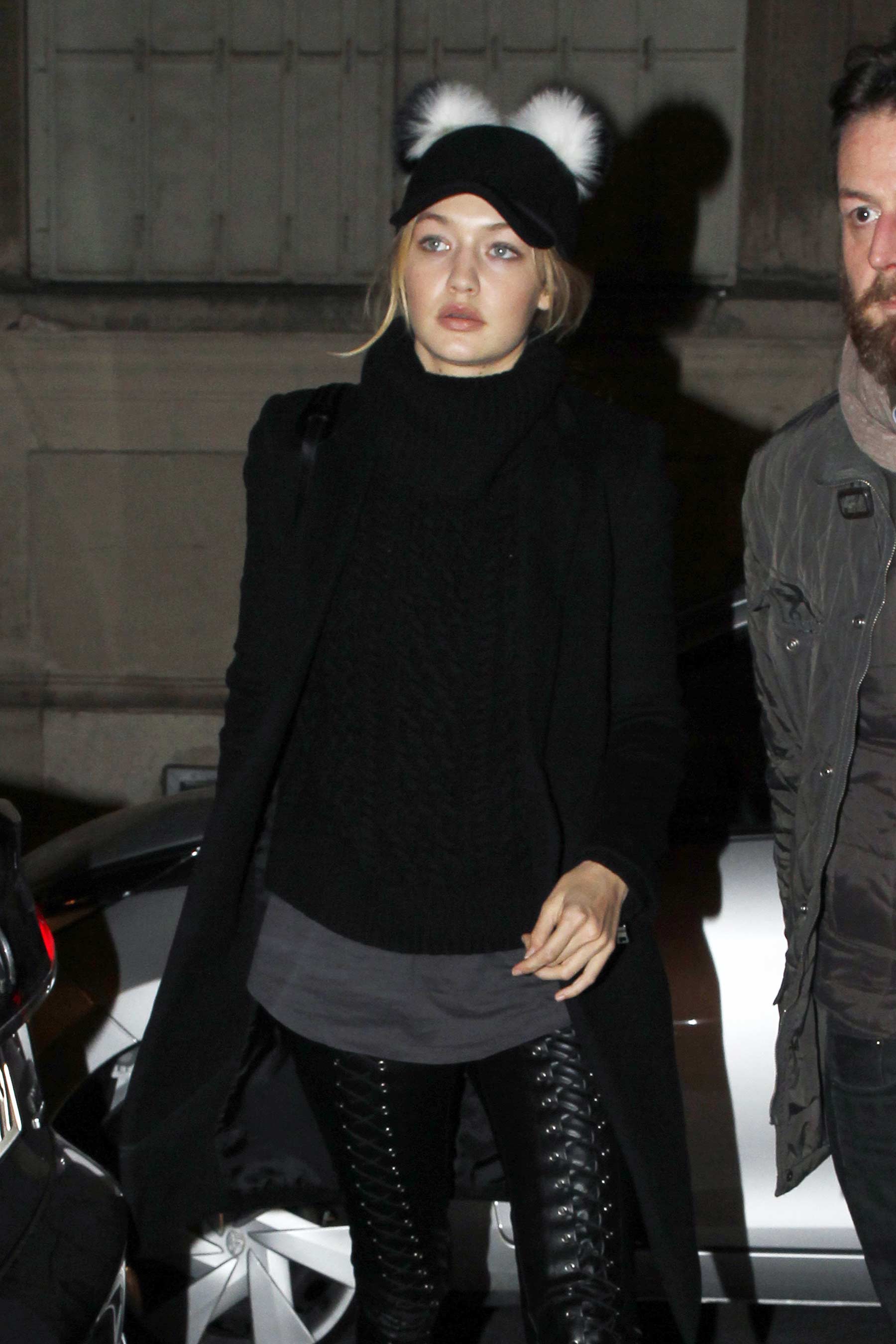 Gigi Hadid leaves her hotel in Paris