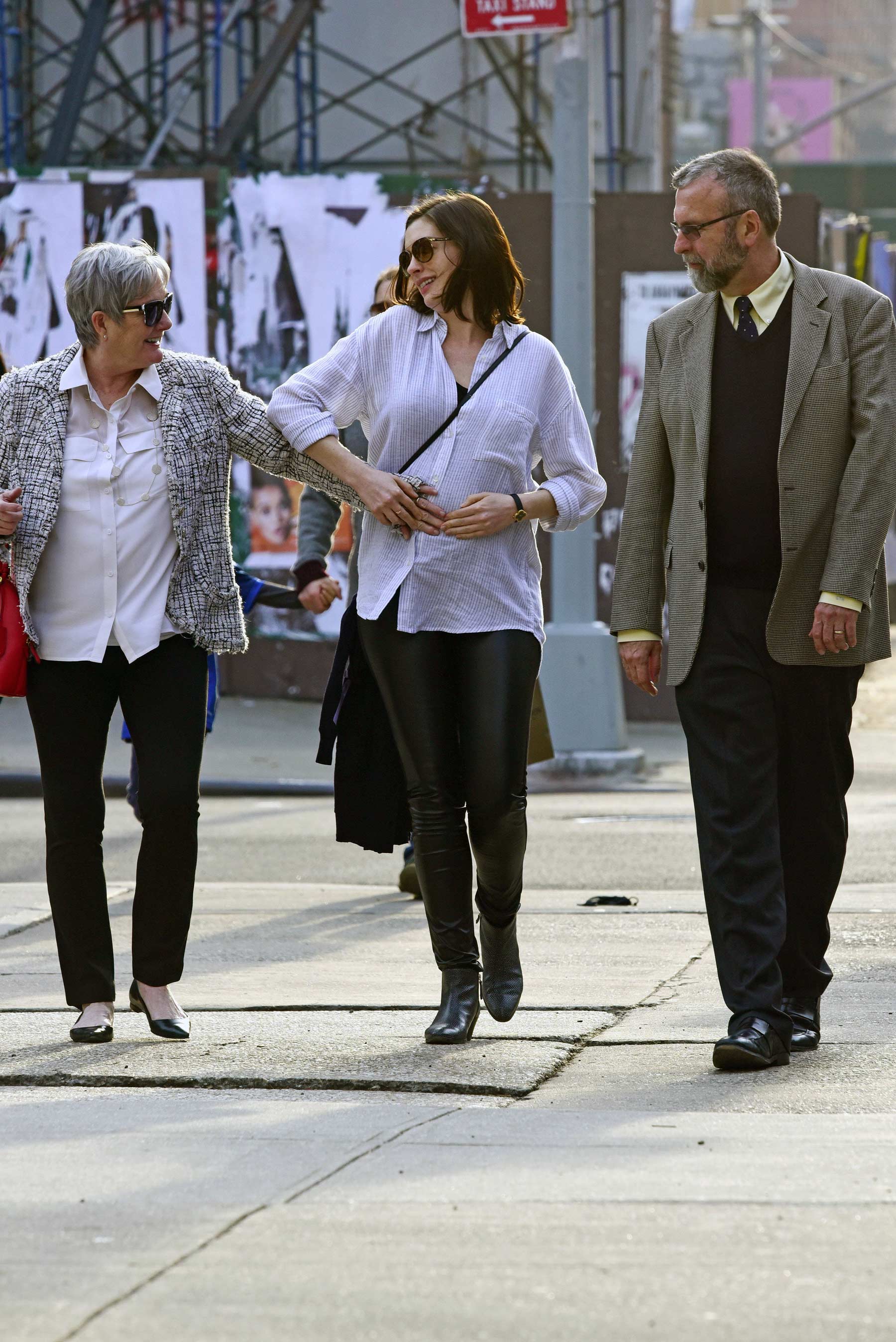 Anne Hathaway out in downtown New York