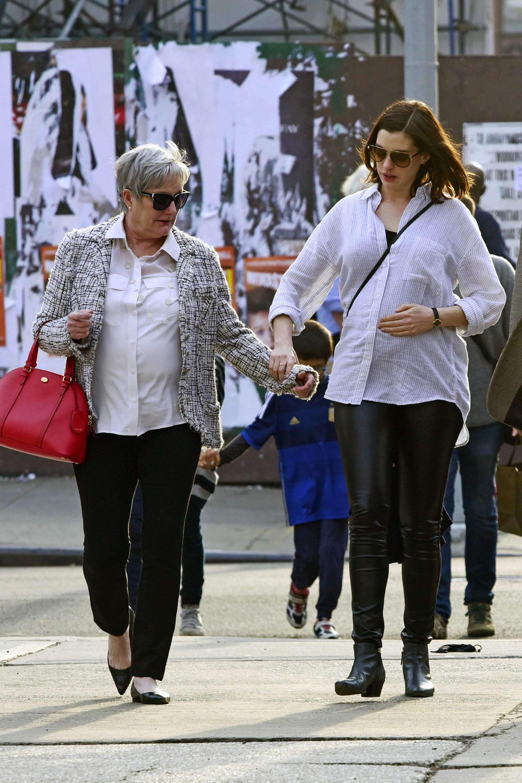 Anne Hathaway out in downtown New York