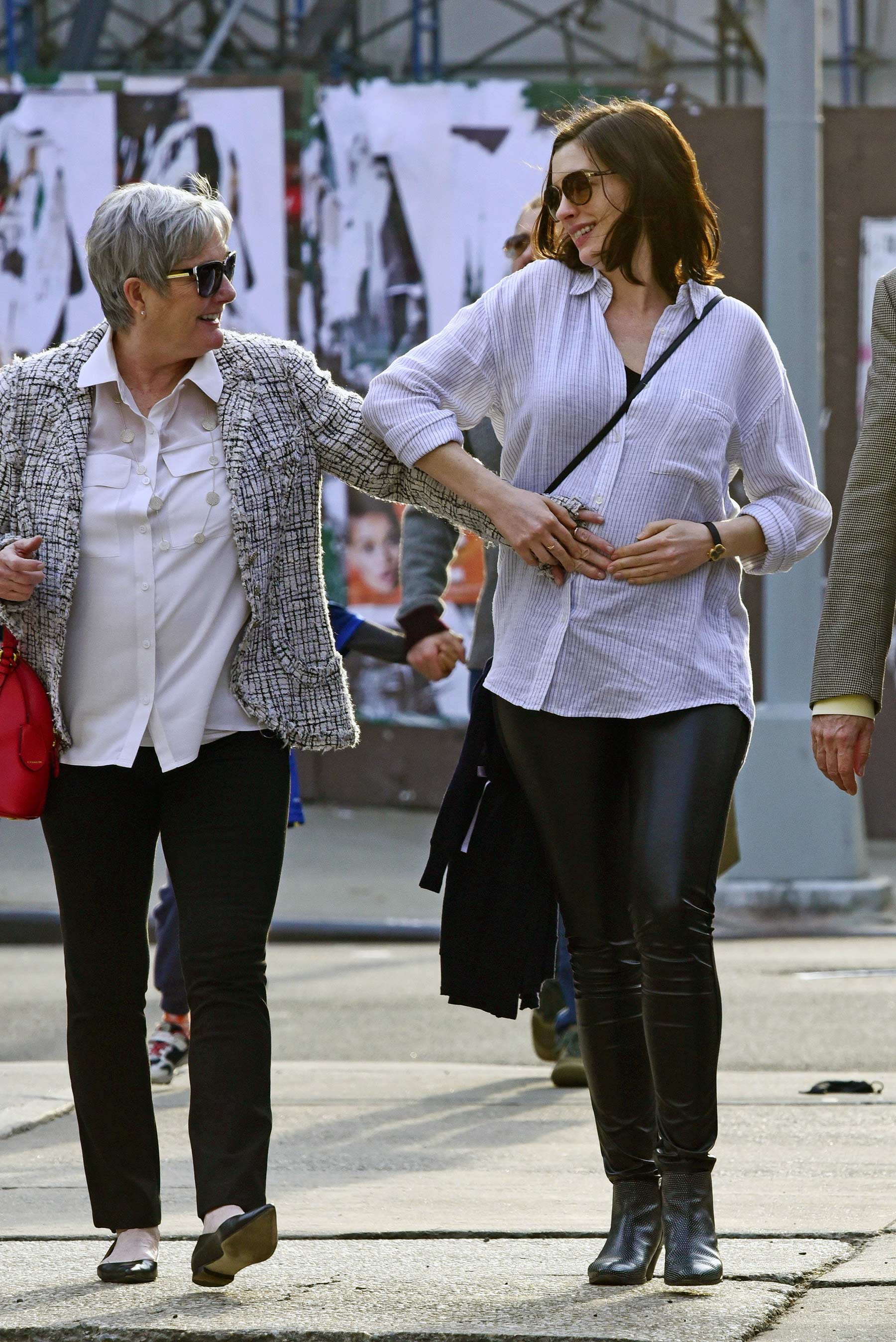 Anne Hathaway out in downtown New York