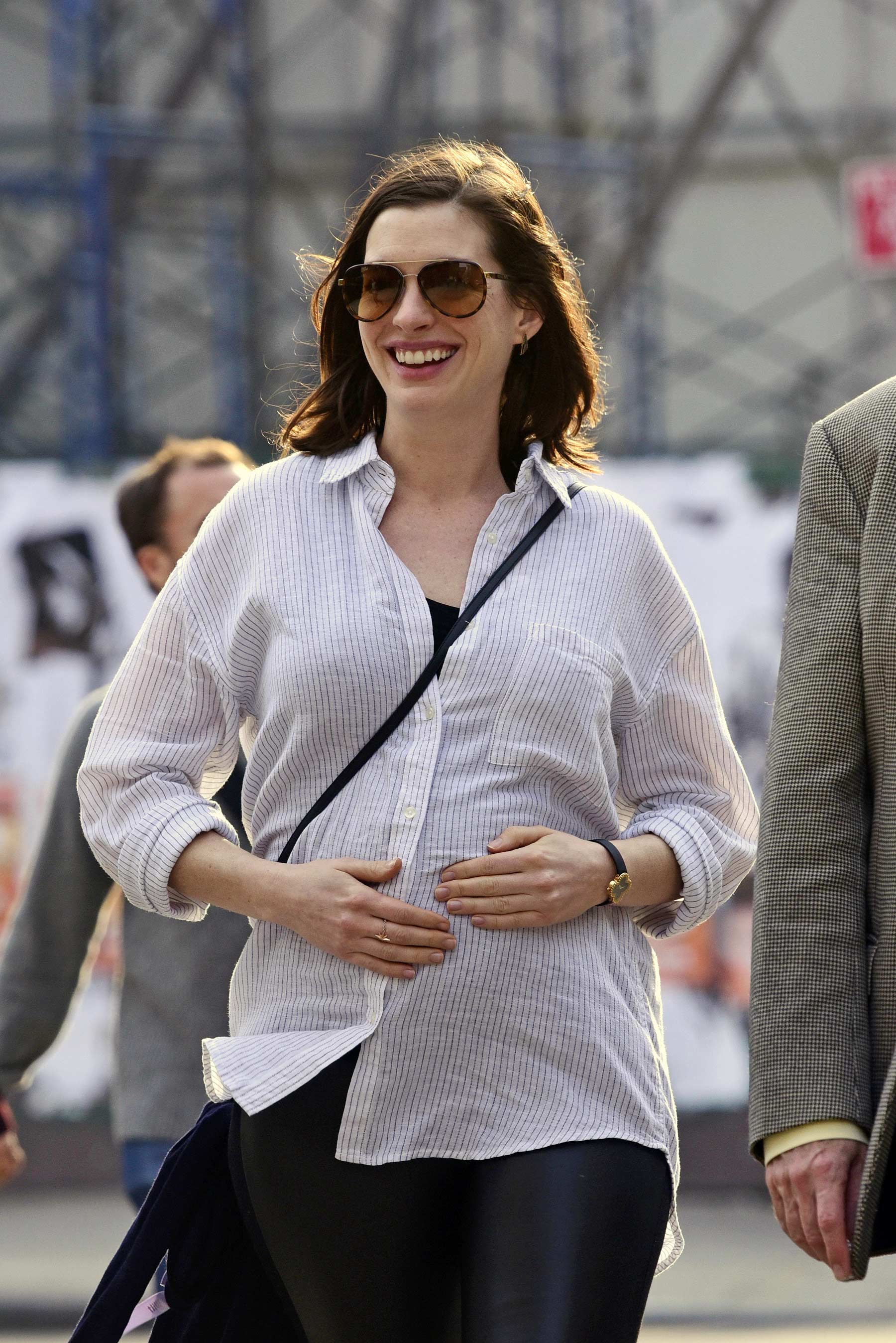 Anne Hathaway out in downtown New York