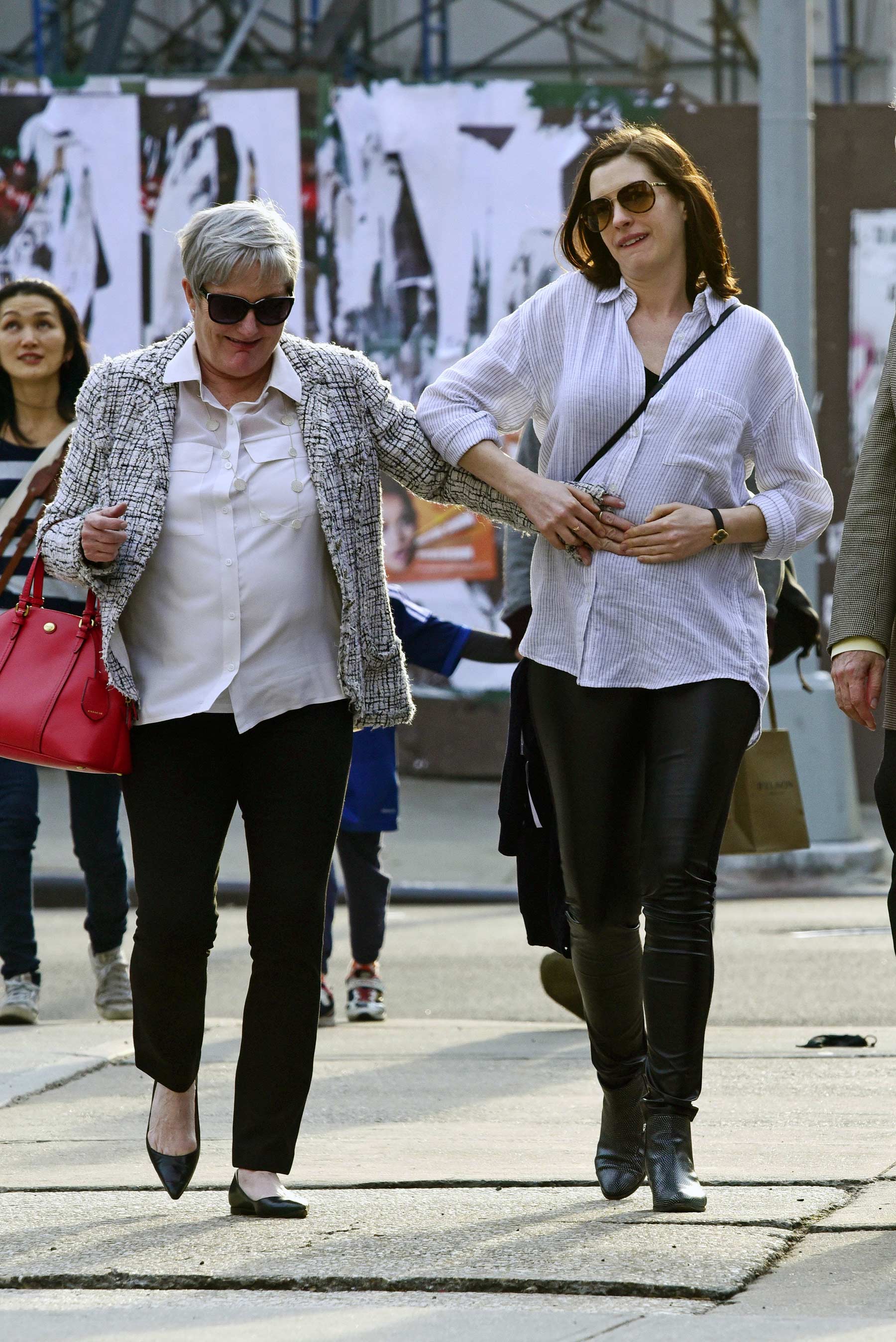 Anne Hathaway out in downtown New York