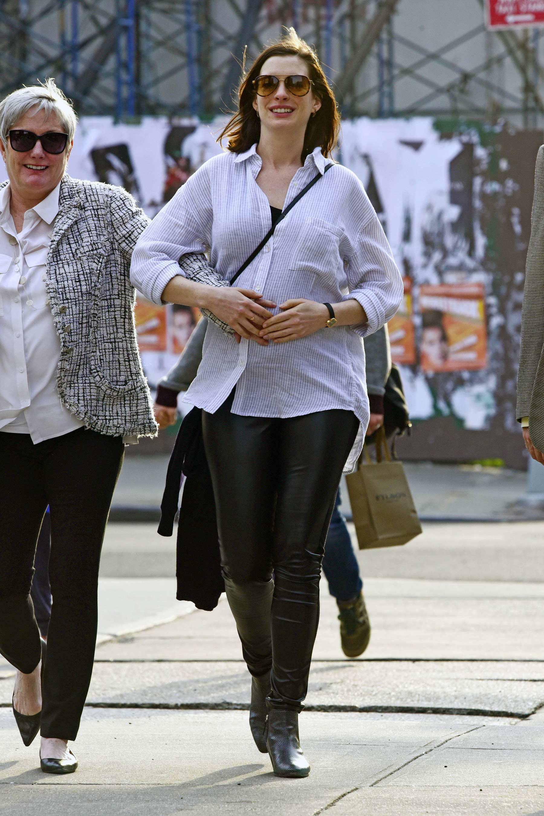 Anne Hathaway out in downtown New York