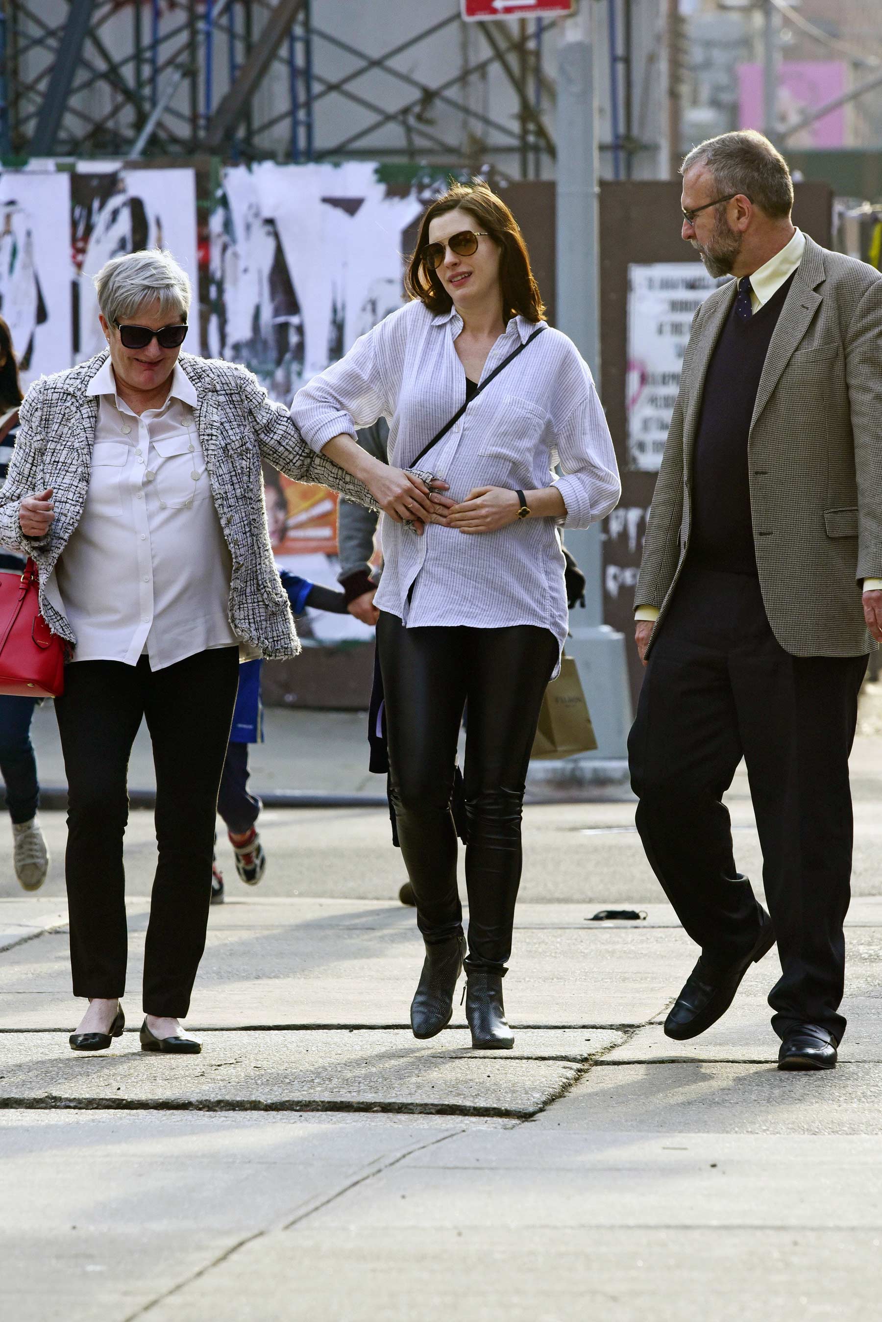 Anne Hathaway out in downtown New York