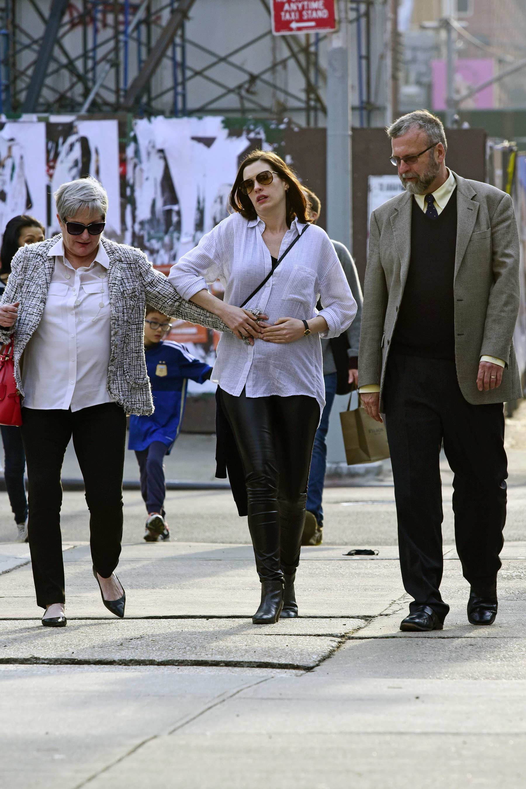Anne Hathaway out in downtown New York